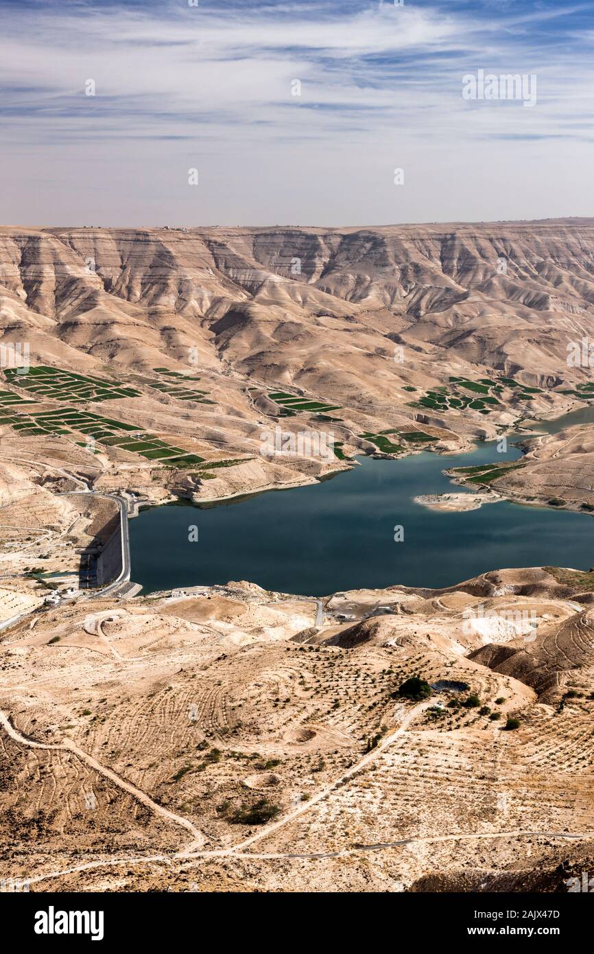 Wadi Mujib, splendida vista sulla valle, Kings Highway, Route 35, karak, High Land, Giordania, centro-est, Asia Foto Stock