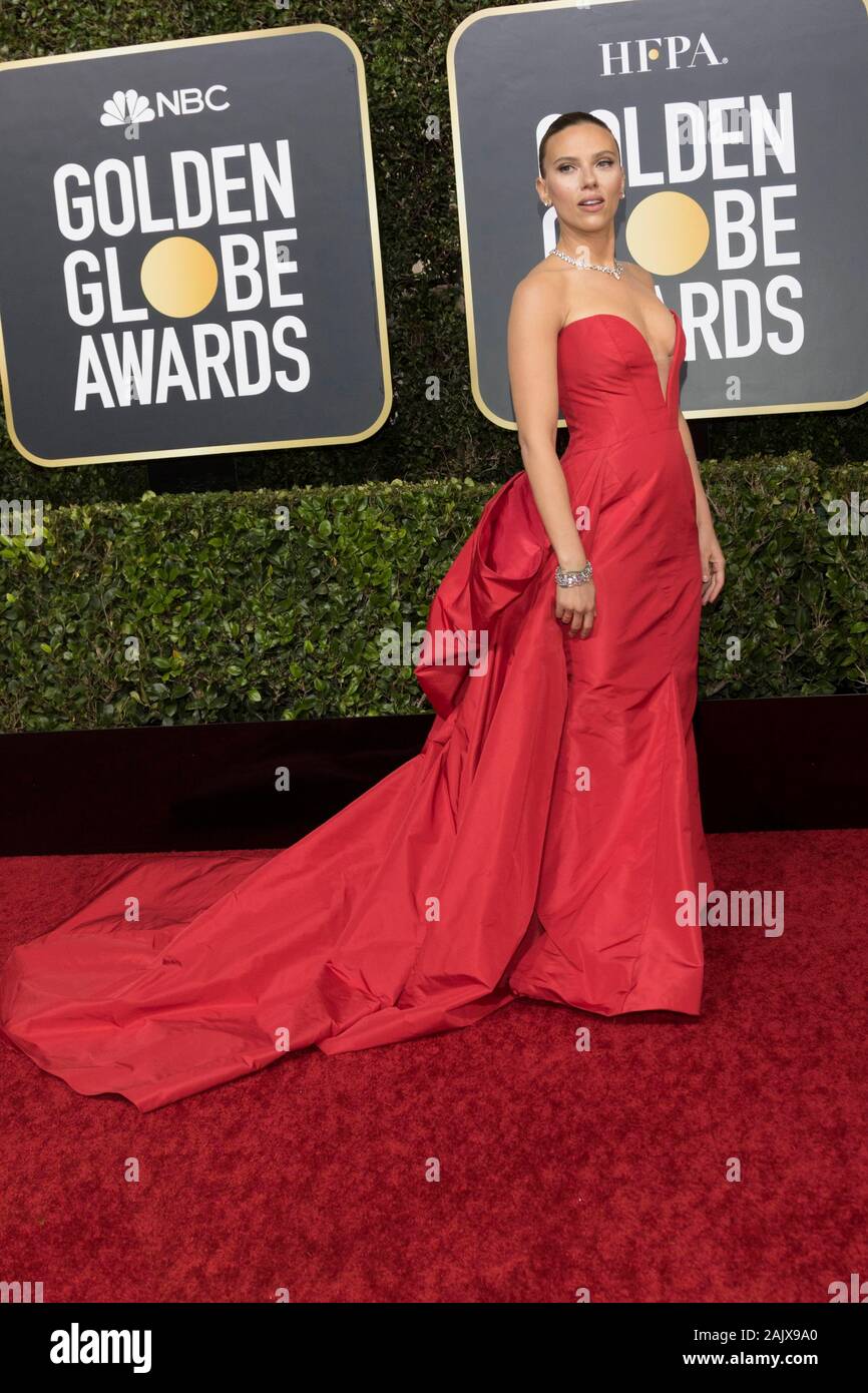 Scarlett Johansson assiste la 77th Annuale di Golden Globe Awards, Golden Globes, presso l'Hotel Beverly Hilton di Beverly Hills, Los Angeles, Stati Uniti d'America, il 05 gennaio 2020. | Utilizzo di tutto il mondo Foto Stock