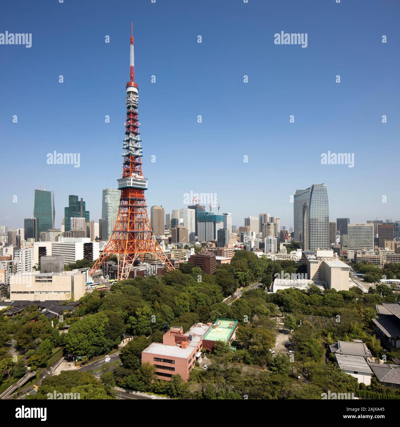 La Torre di Tokyo è una comunicazione e torre di osservazione a Tokyo in Giappone. A 332.9 metri, è il secondo edificio più alto in Giappone Foto Stock