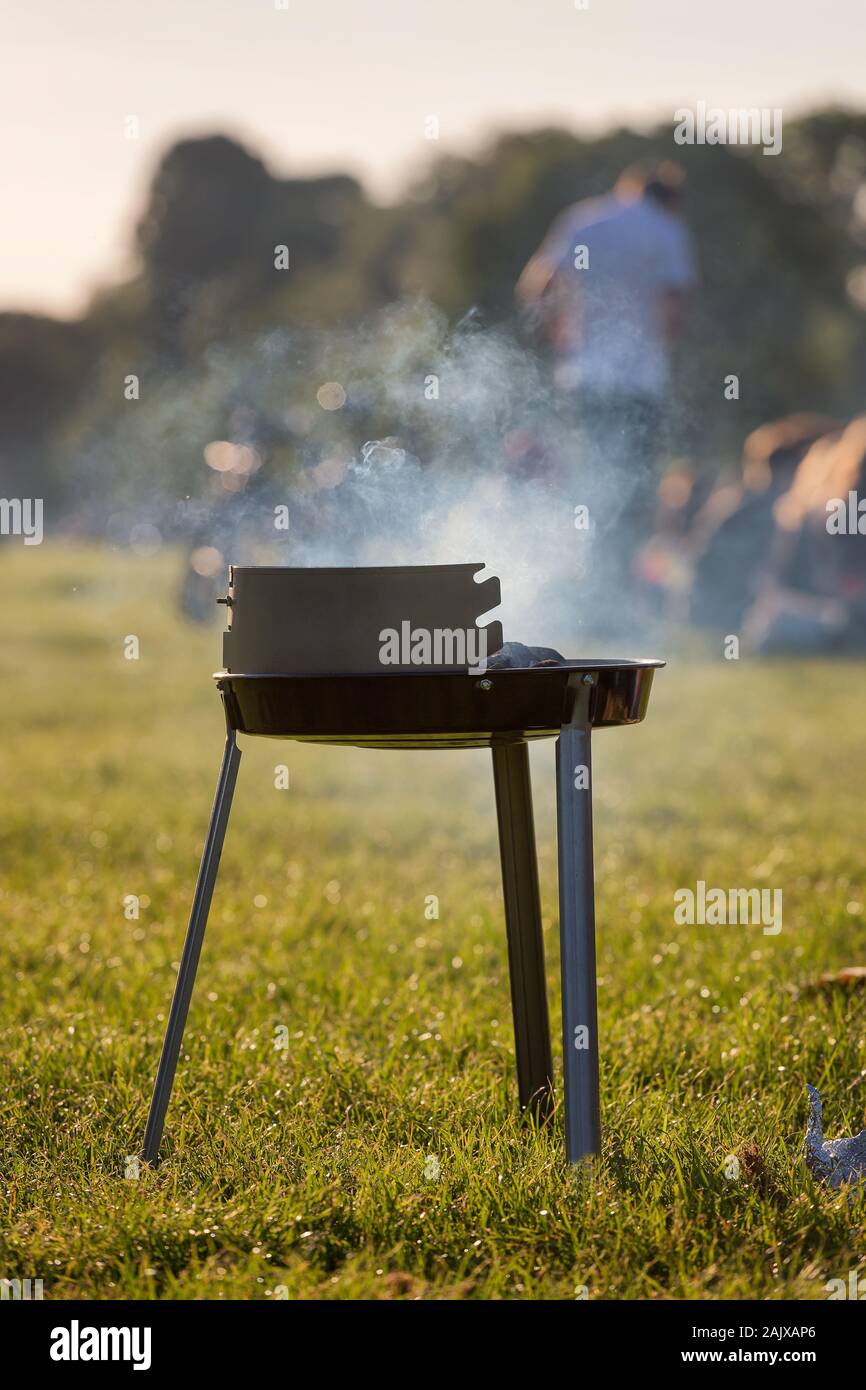 Piccolo barbecue grill nel parco Foto Stock