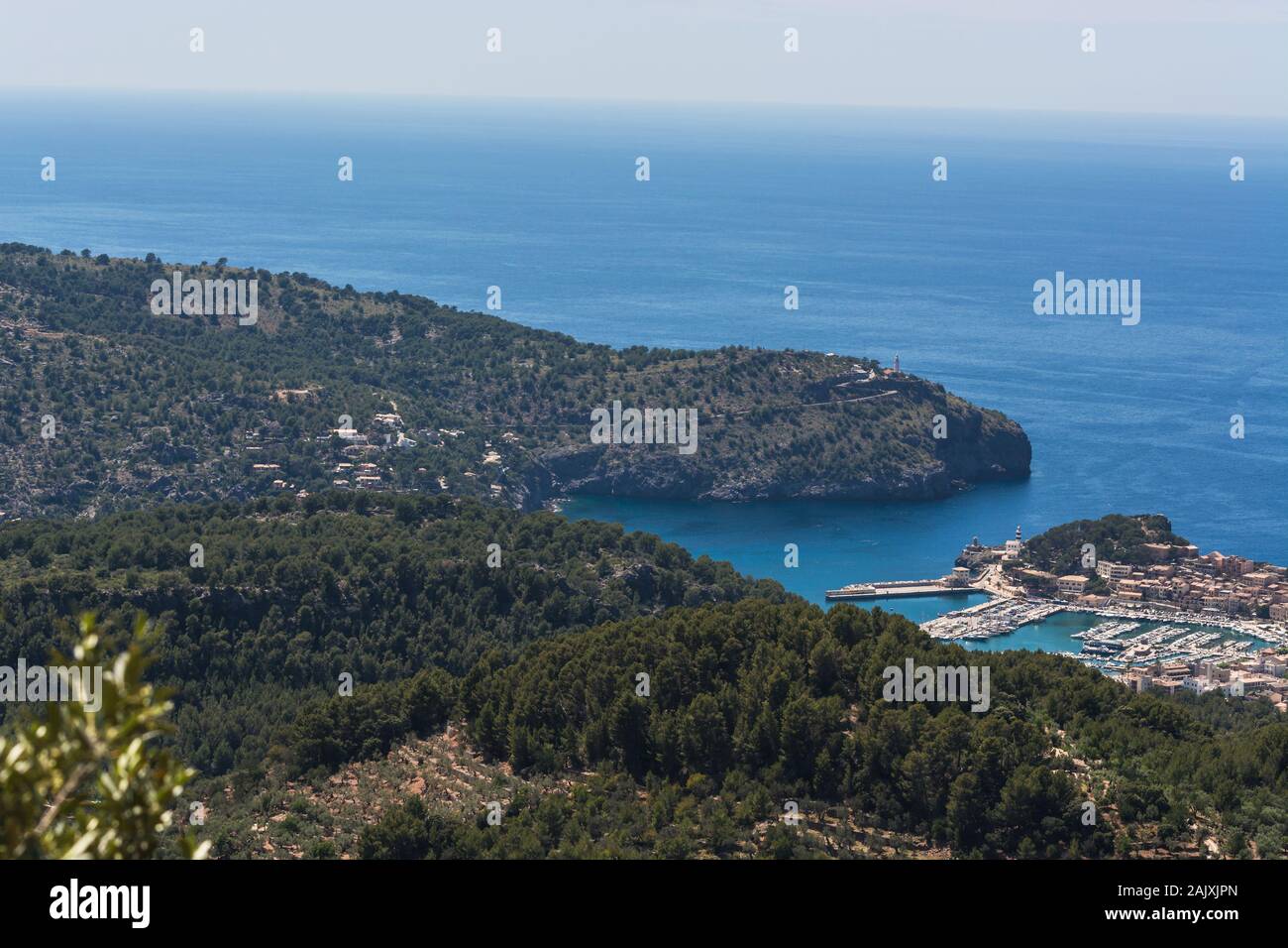 Spagna Mallorca, panorama di Port de Andratx, isole Baleari Foto Stock