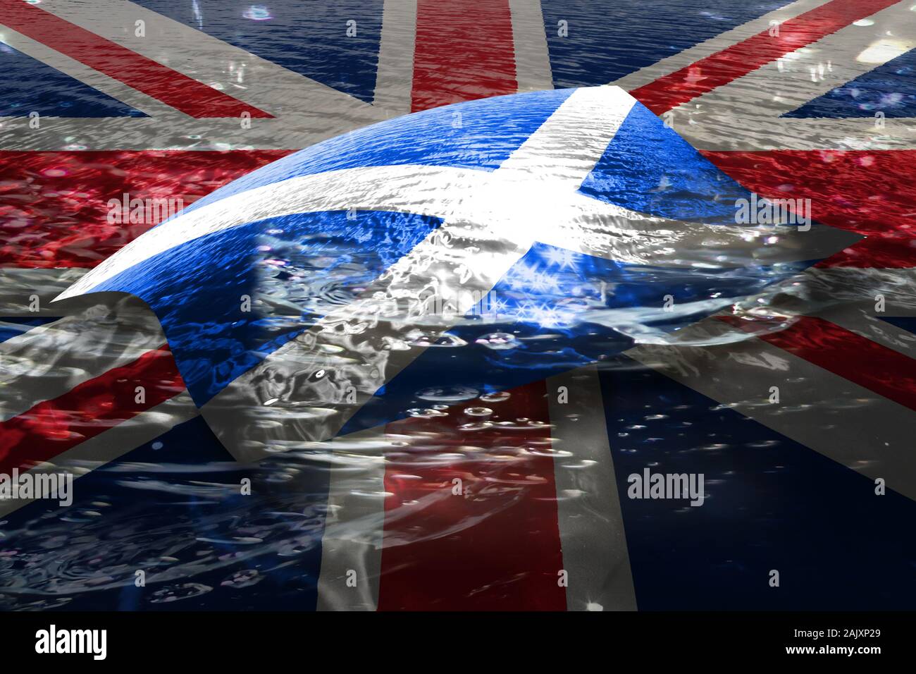 Union Jack e Bandiera scozzese. Foto Stock