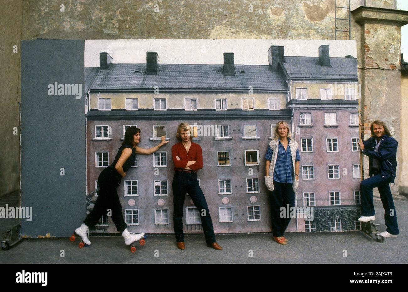 Abba ripassando per una gita a Stoccolma 1979 Foto Stock