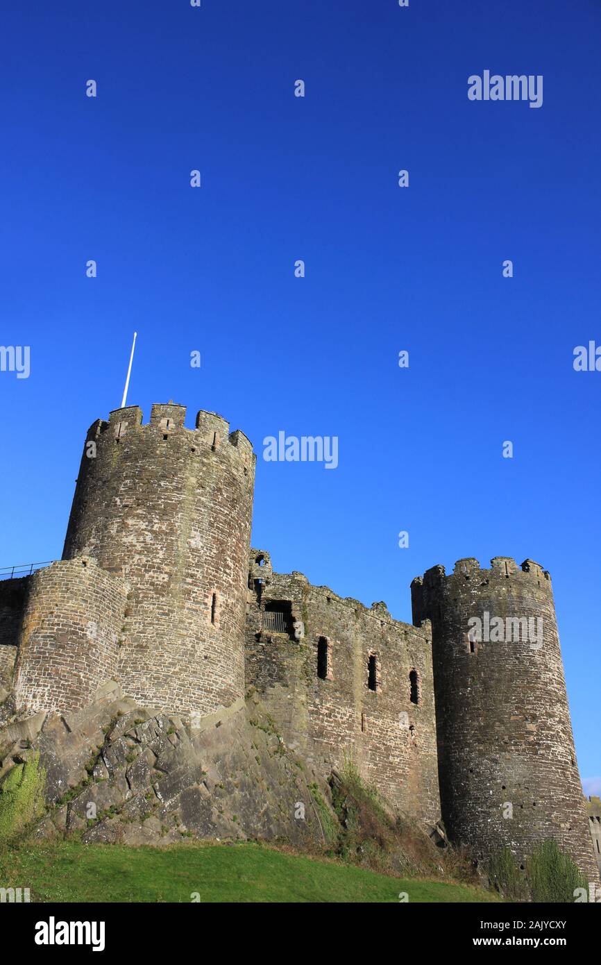 Conwy Castle, Galles in inverno Foto Stock
