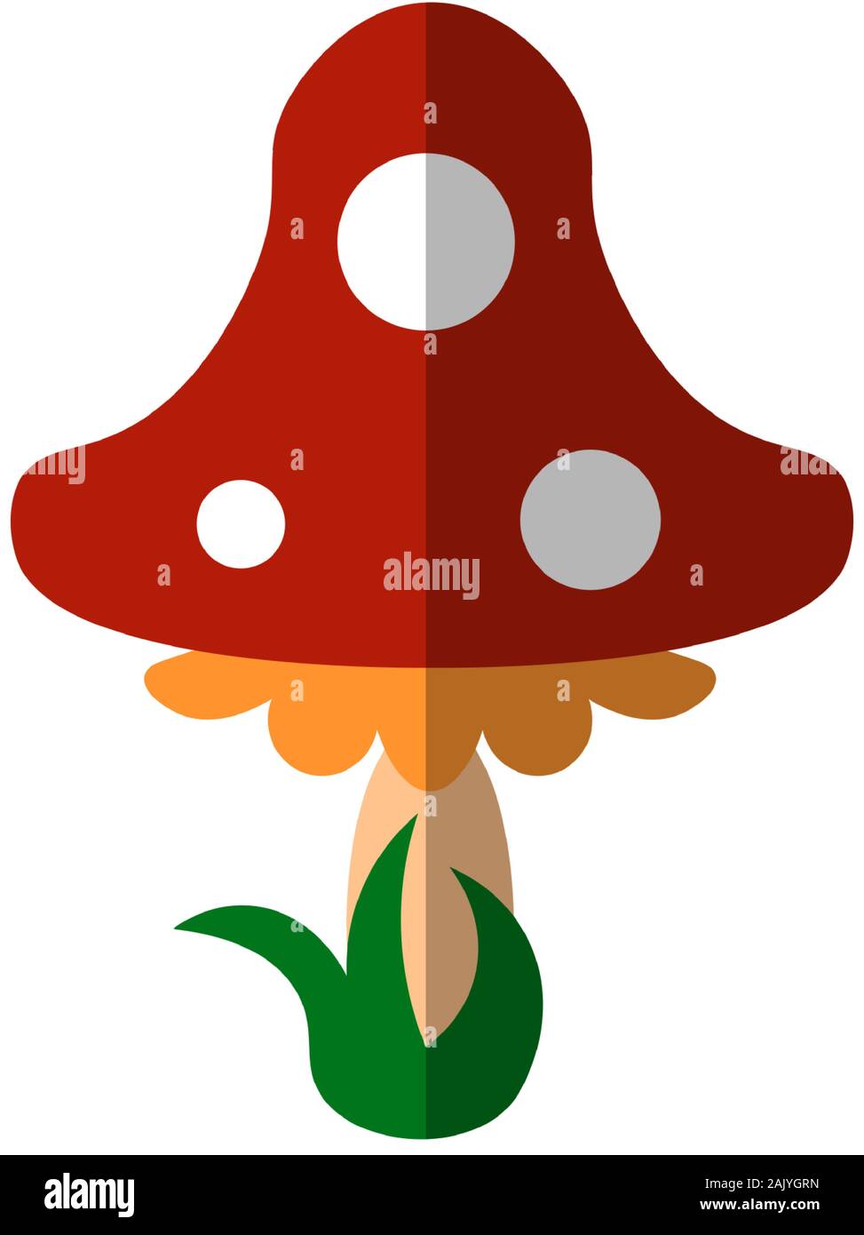 Vettore illustrazione piana di fly agaric disegnato in stile cartoon per libri per bambini e le parti. Fungo con Red Hat e puntini bianchi, fly agaric o Illustrazione Vettoriale