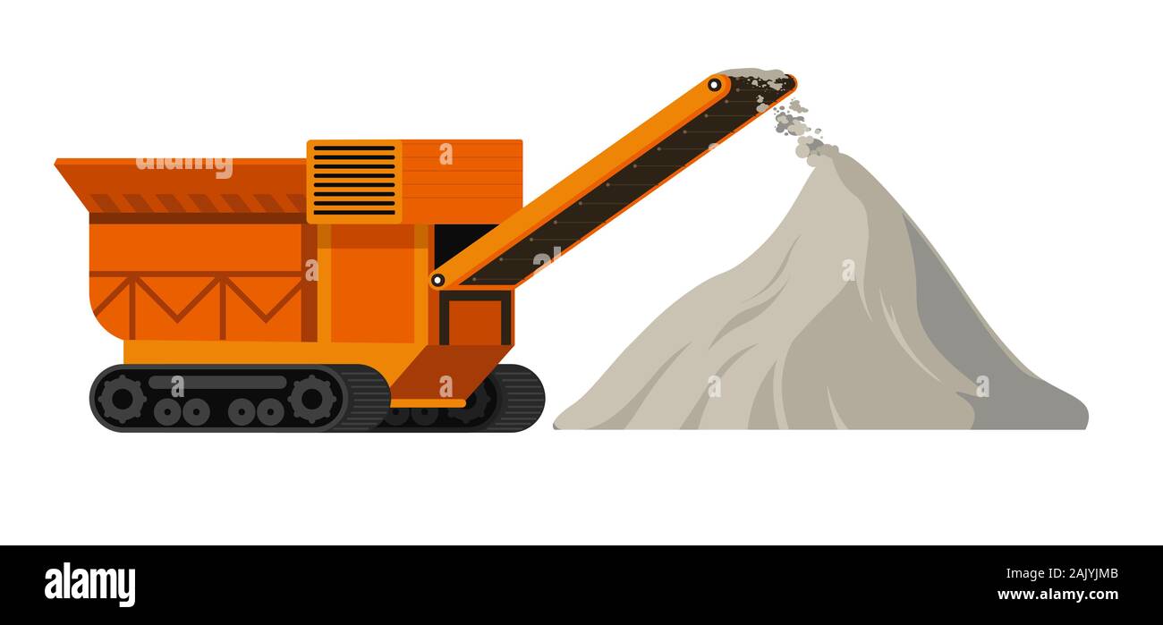 Macchine e materiali per cantieri, macchine industriali e pali di cemento Illustrazione Vettoriale