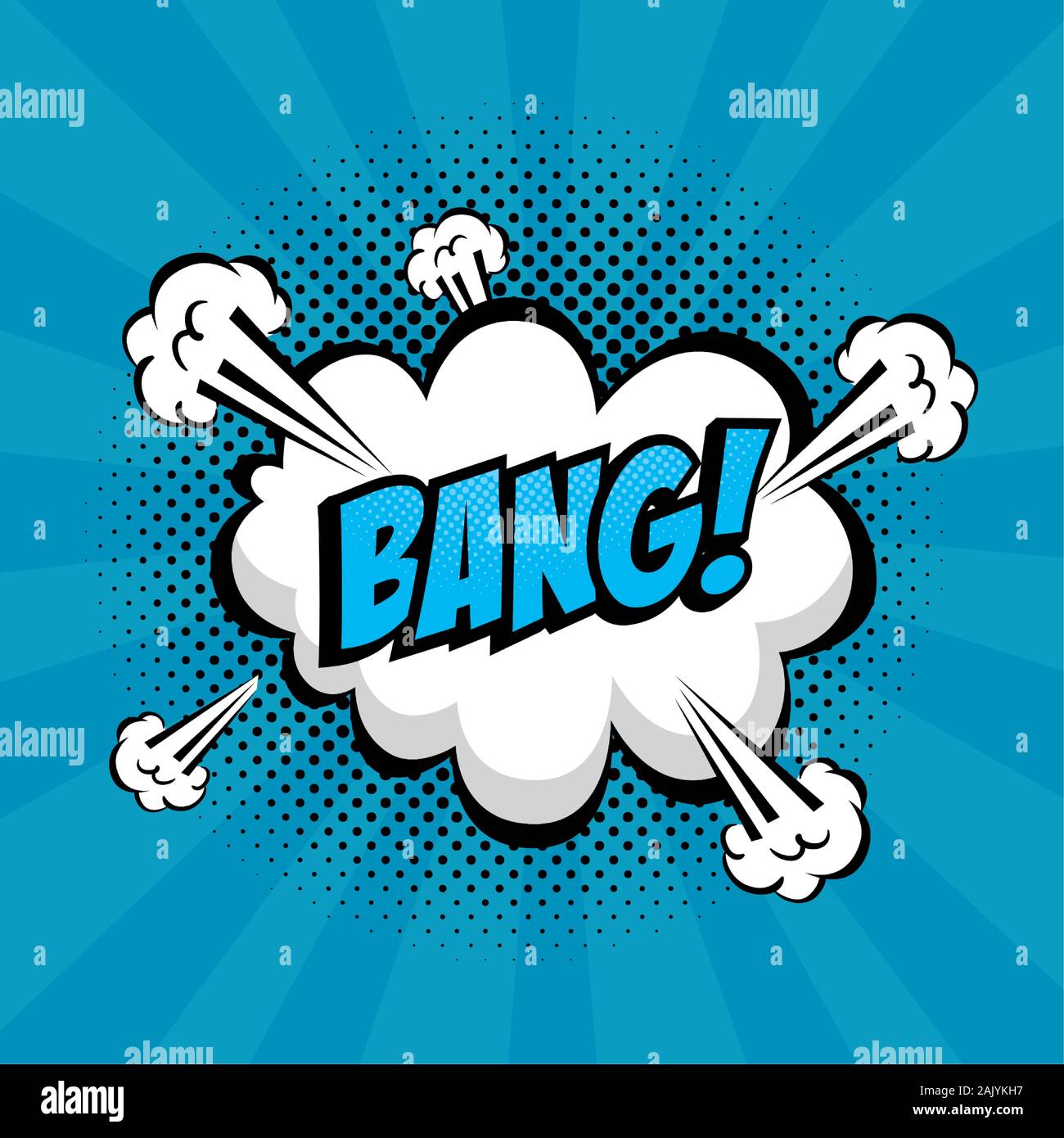 Esplosione di cloud con bang scritte pop art style Immagine e Vettoriale -  Alamy