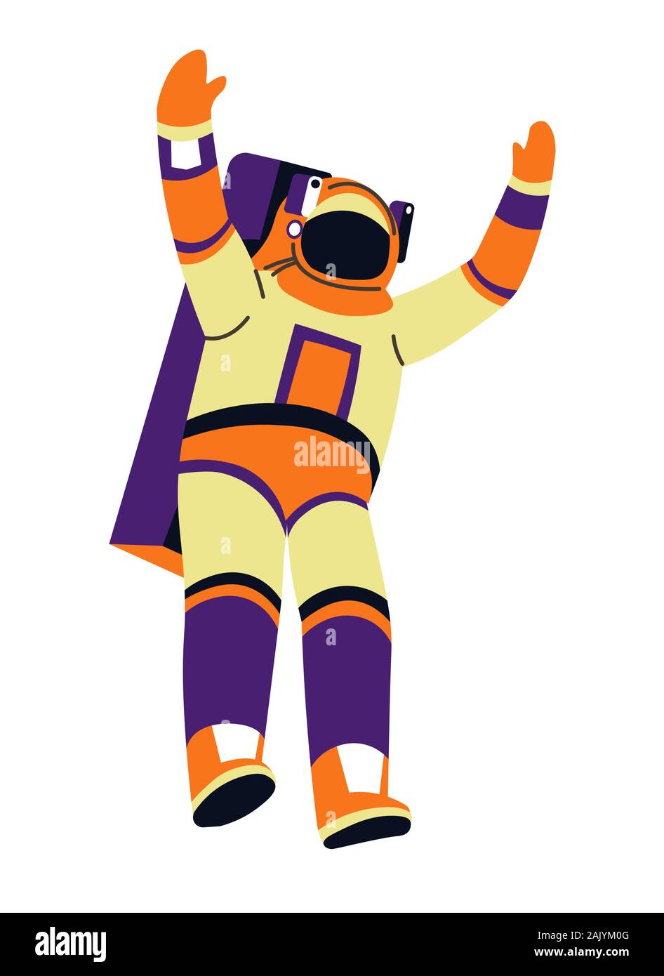 Spaceman isolato carattere, astronauta e gravità, cosmonaut Illustrazione Vettoriale