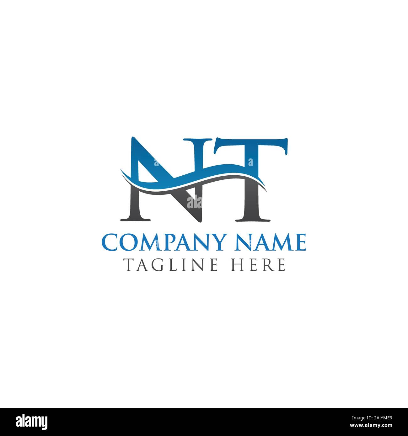 Lettera iniziale NT Logo Design template vettoriale. NT Lettera Logo Design Illustrazione Vettoriale