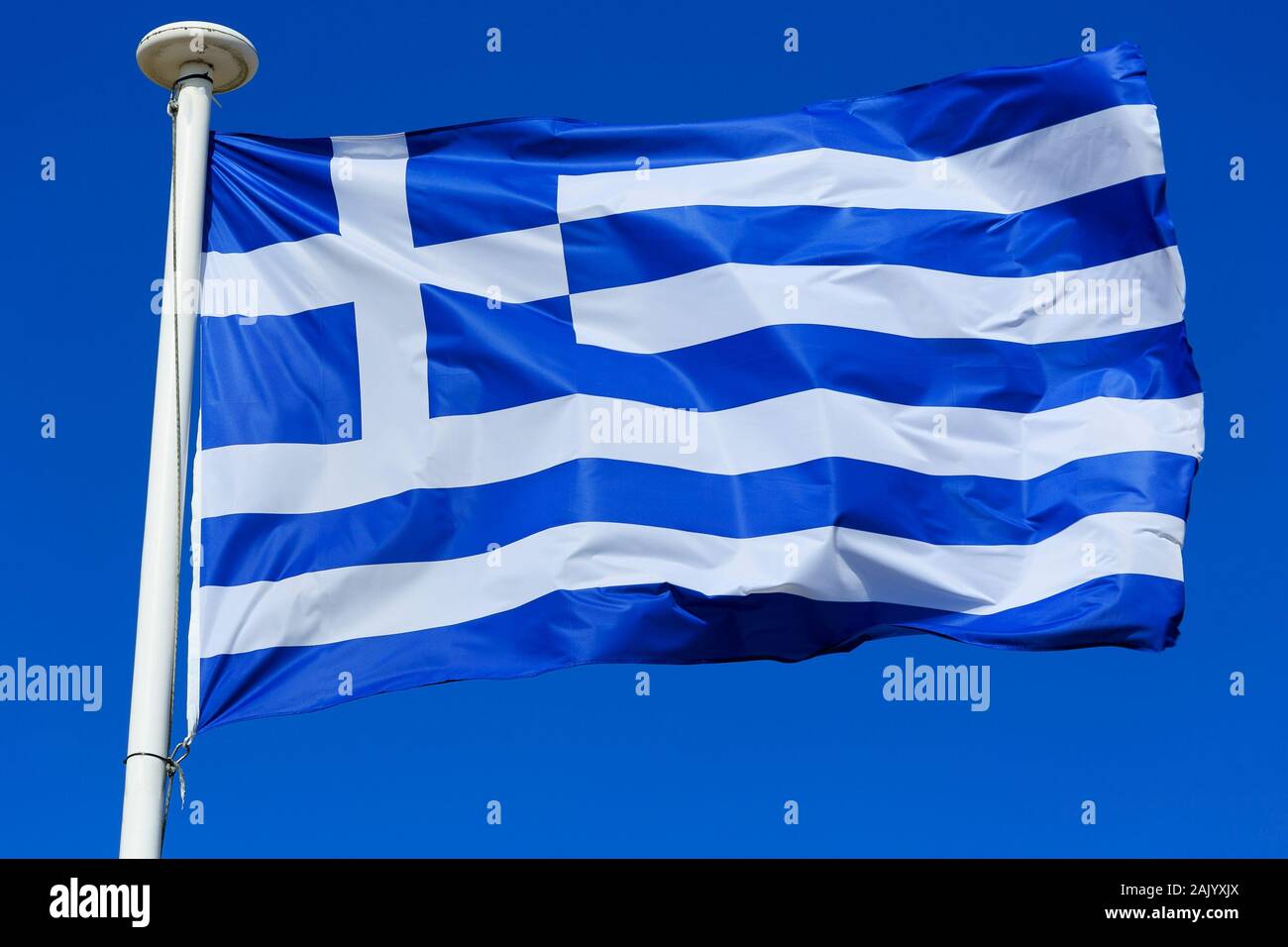 Bandiera nazionale della Grecia, Atene, Grecia Foto Stock