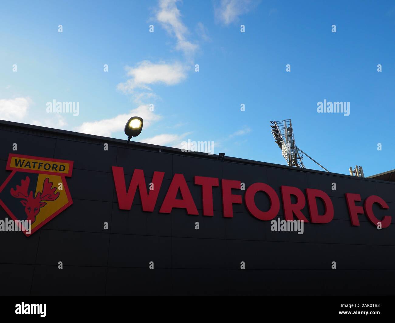 Watford FC segno a Vicarage Road - Watford Foto Stock