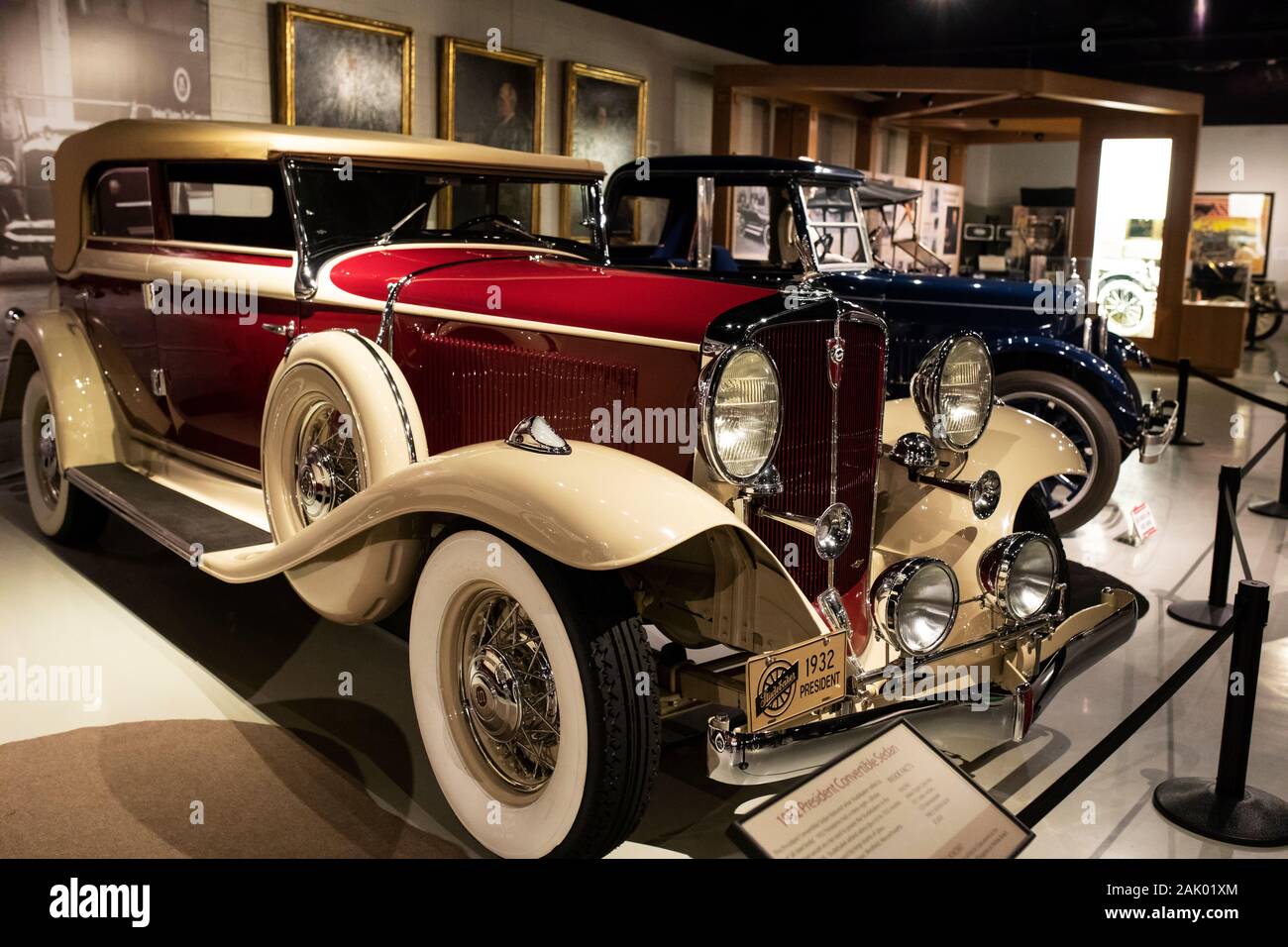 1932 Presidente della berlina convertibile presso lo Studebaker National Museum di South Bend, Indiana, USA. Foto Stock