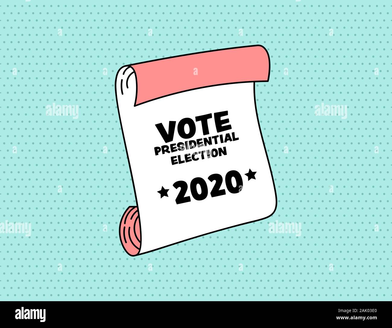 Voto 2020 memphis banner in stile pop art design Illustrazione Vettoriale
