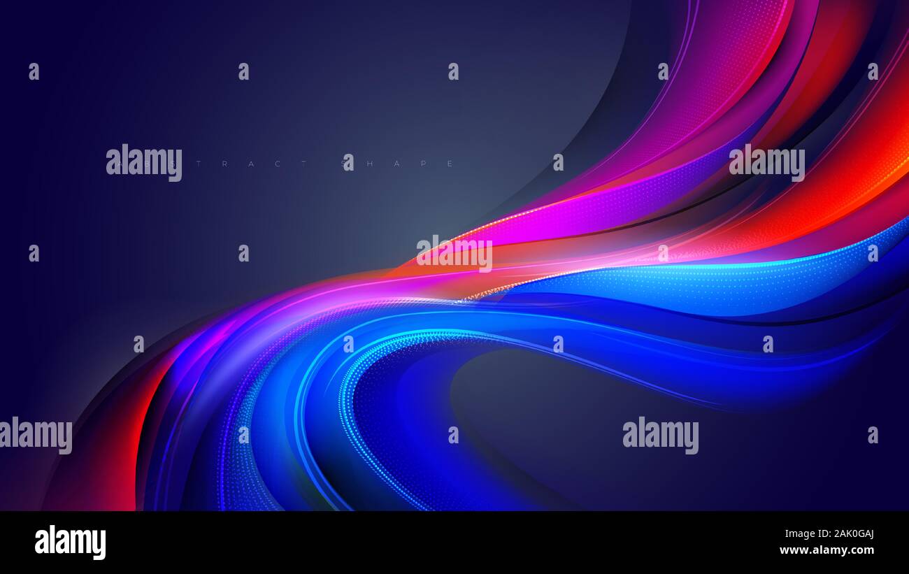 Una illustrazione concettuale della forma distorta nel vettore creati dal mesh tool, sfondo futuristico, vector art template per landing page. Illustrazione Vettoriale