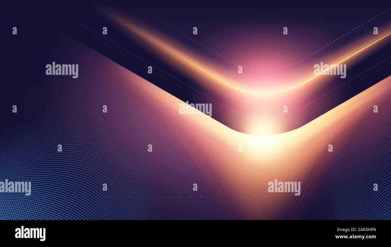 Arte vettoriale del modello futuristico per una landing page, progettazione dell'interfaccia utente La pagina web, key visual, ecc. Illustrazione Vettoriale