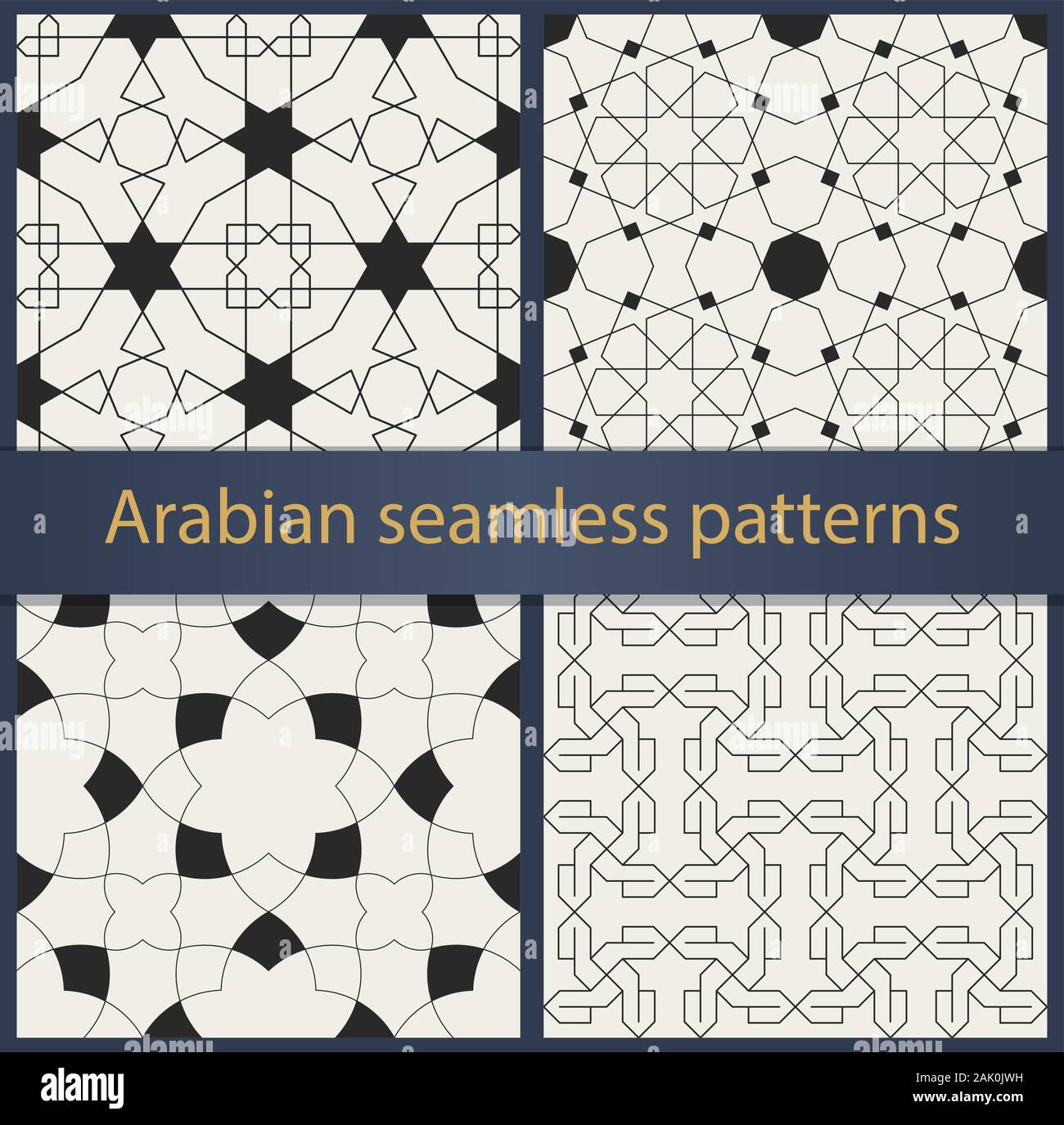 Set di tradizionale arabo geometriche modelli senza giunture. Decorazioni orientali e gli sfondi. Illustrazione Vettoriale. Illustrazione Vettoriale