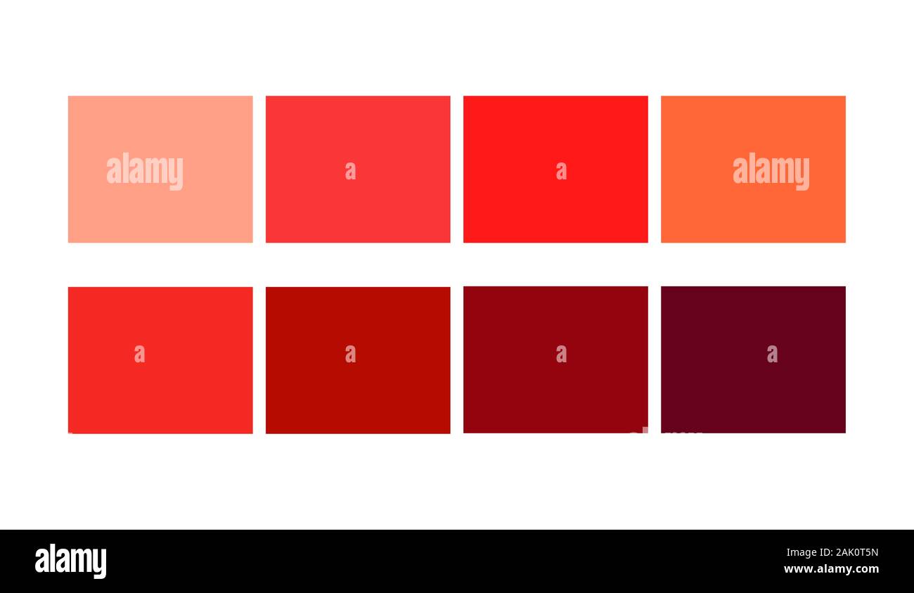 Tono di allarme rosso di colore e Ligths palette per la progettazione dei cartoni animati. Modello per prelevare campioni di colore. Illustrazione Vettoriale