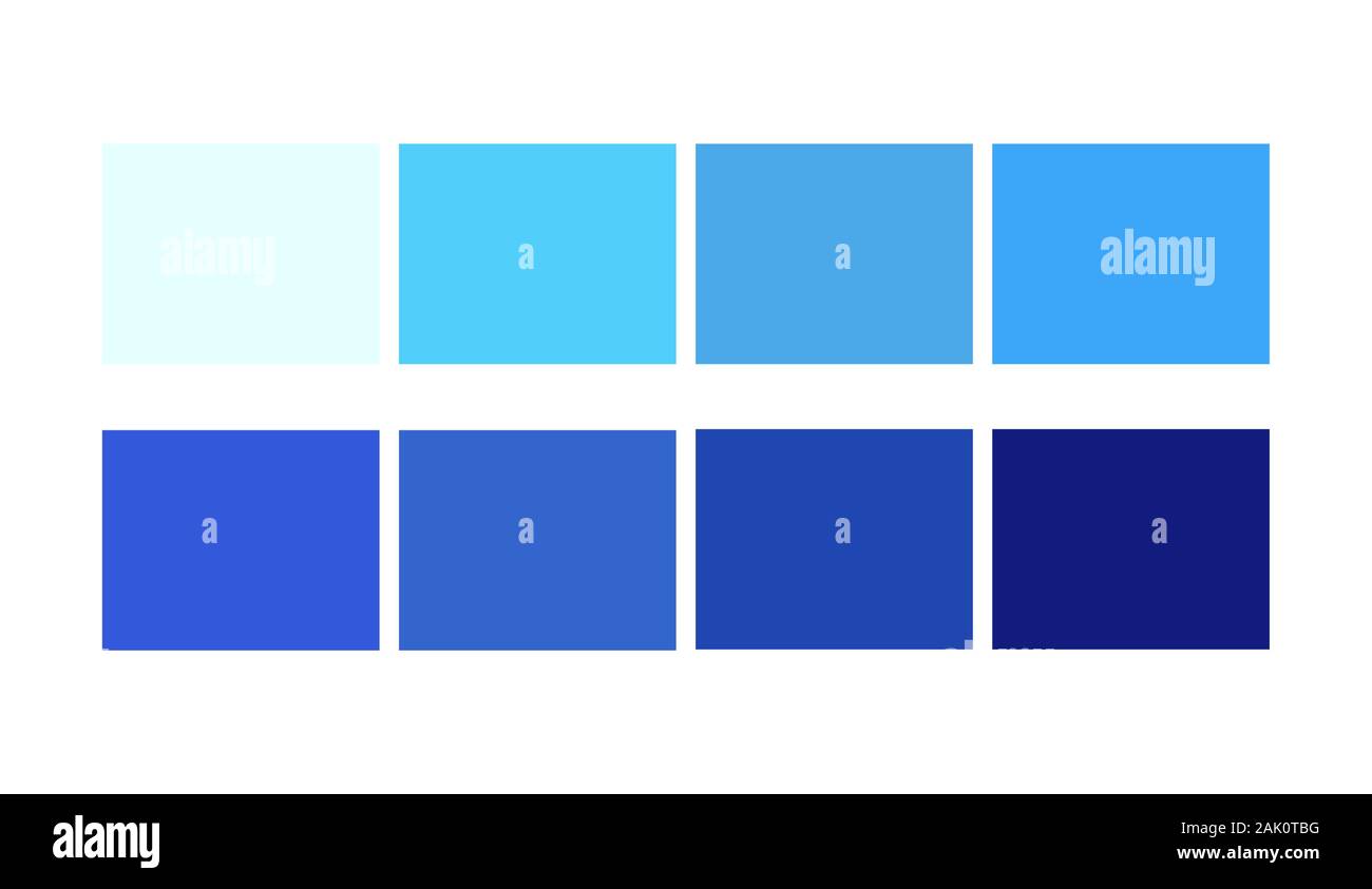 Colore blu tinta librerie e Ligths palette per la progettazione dei cartoni animati. Modello per prelevare campioni di colore. Illustrazione Vettoriale