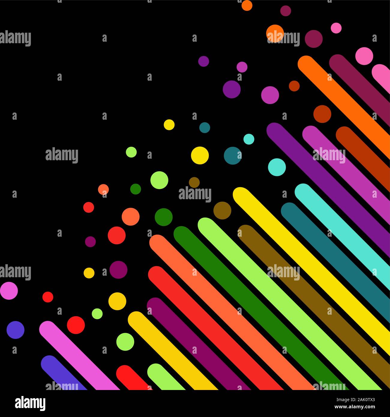 Geometrico diagonale colorate linee arrotondate business design. Strisce colorate, barre su sfondo nero. Vector background aziendale modello per le banne Illustrazione Vettoriale