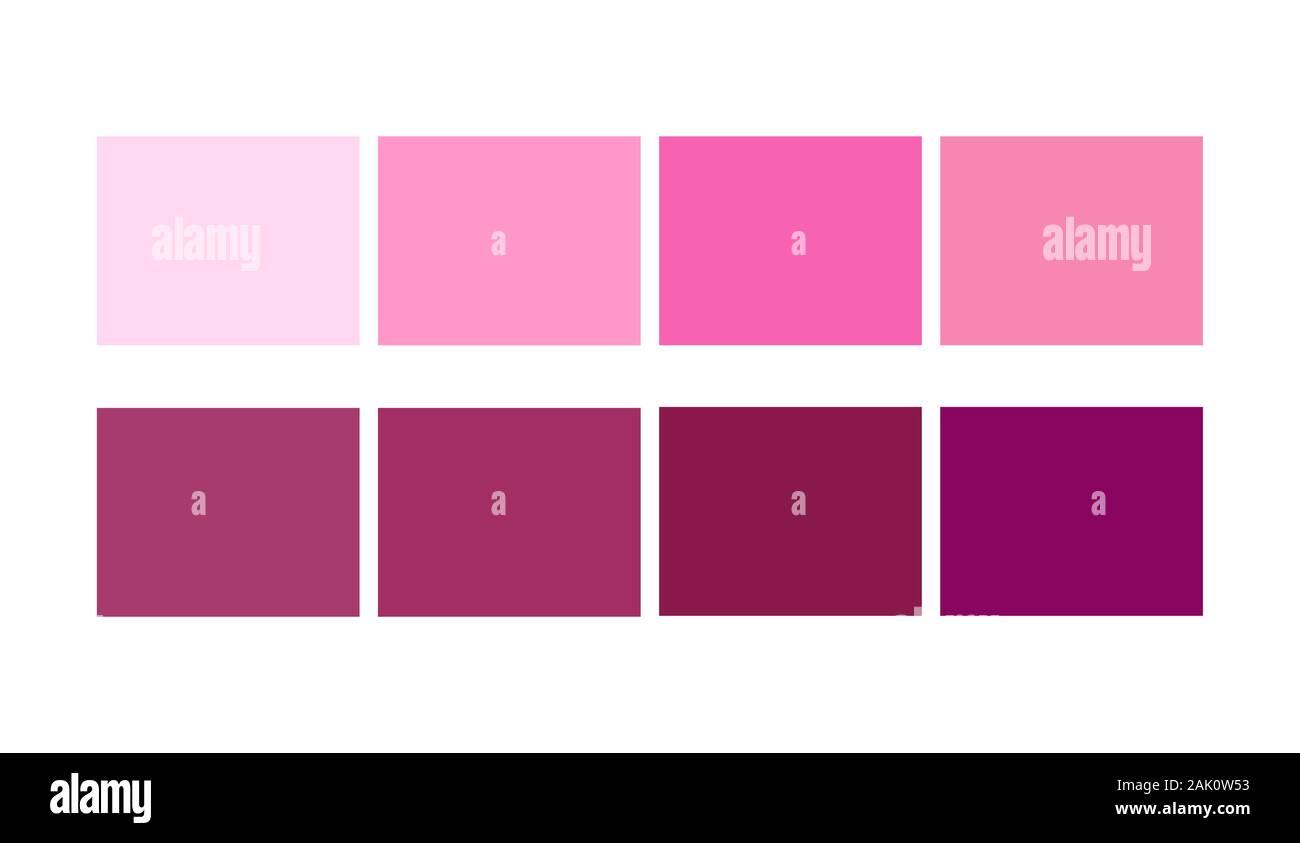 Tavolozza di colori rosa, Ligths e sfumature per cartoon design. Modello per prelevare campioni di colore. Illustrazione Vettoriale