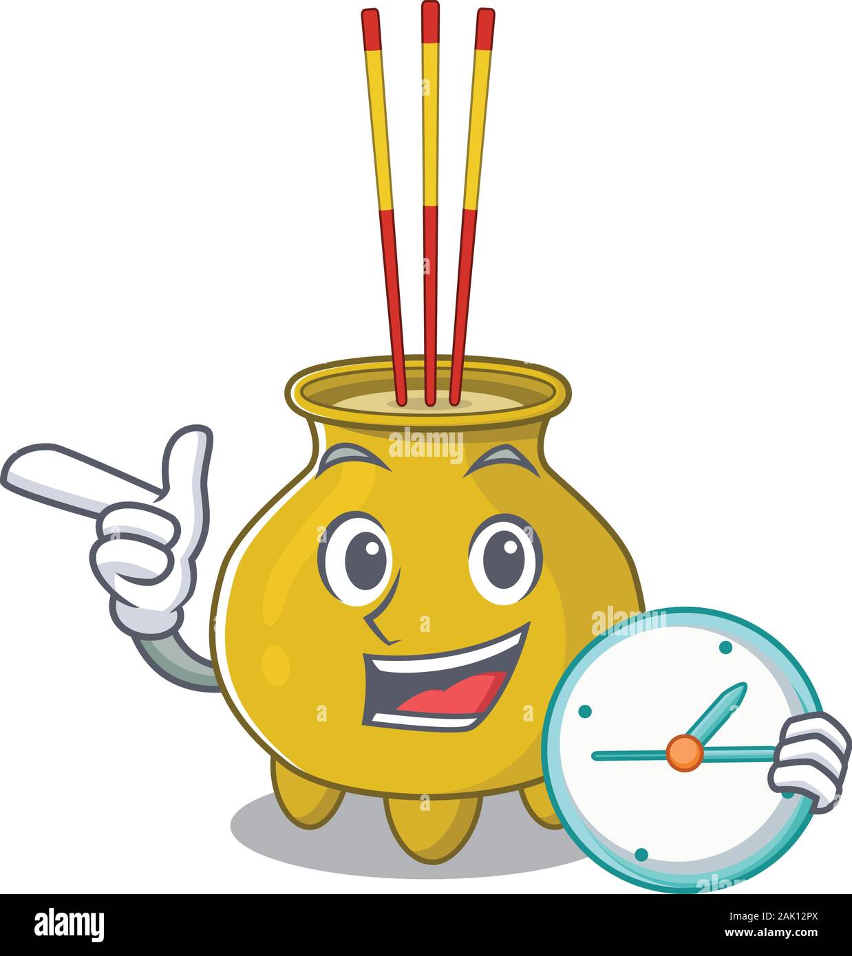 Cartoon stile carattere incenso cinese avente orologio Immagine e  Vettoriale - Alamy