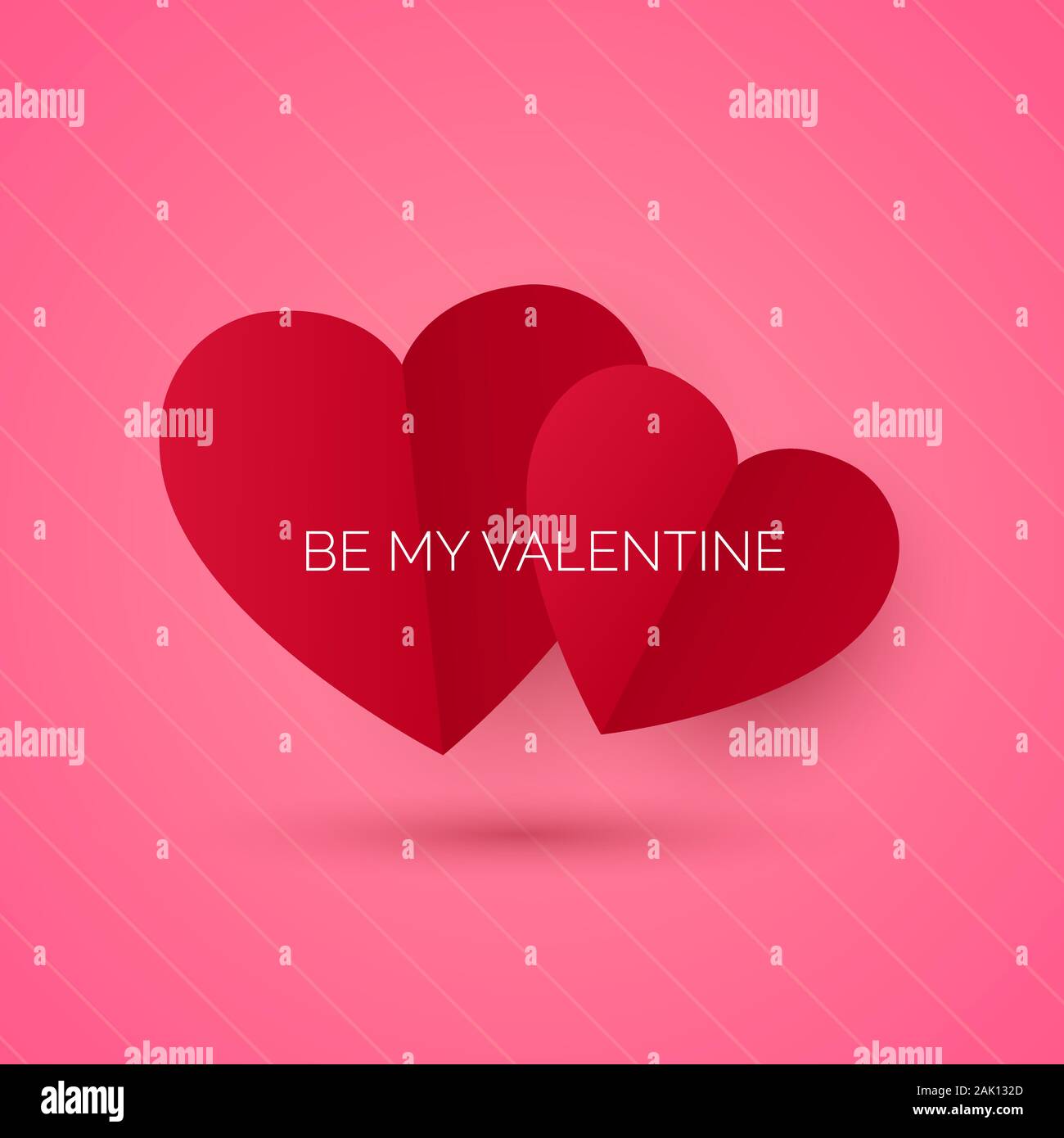 Il giorno di San Valentino biglietto di auguri o un invito. Holiday banner con cuori rossi. Febbraio 14 giorno di amore e romantica. La mia scheda di San Valentino. Vector illust Illustrazione Vettoriale