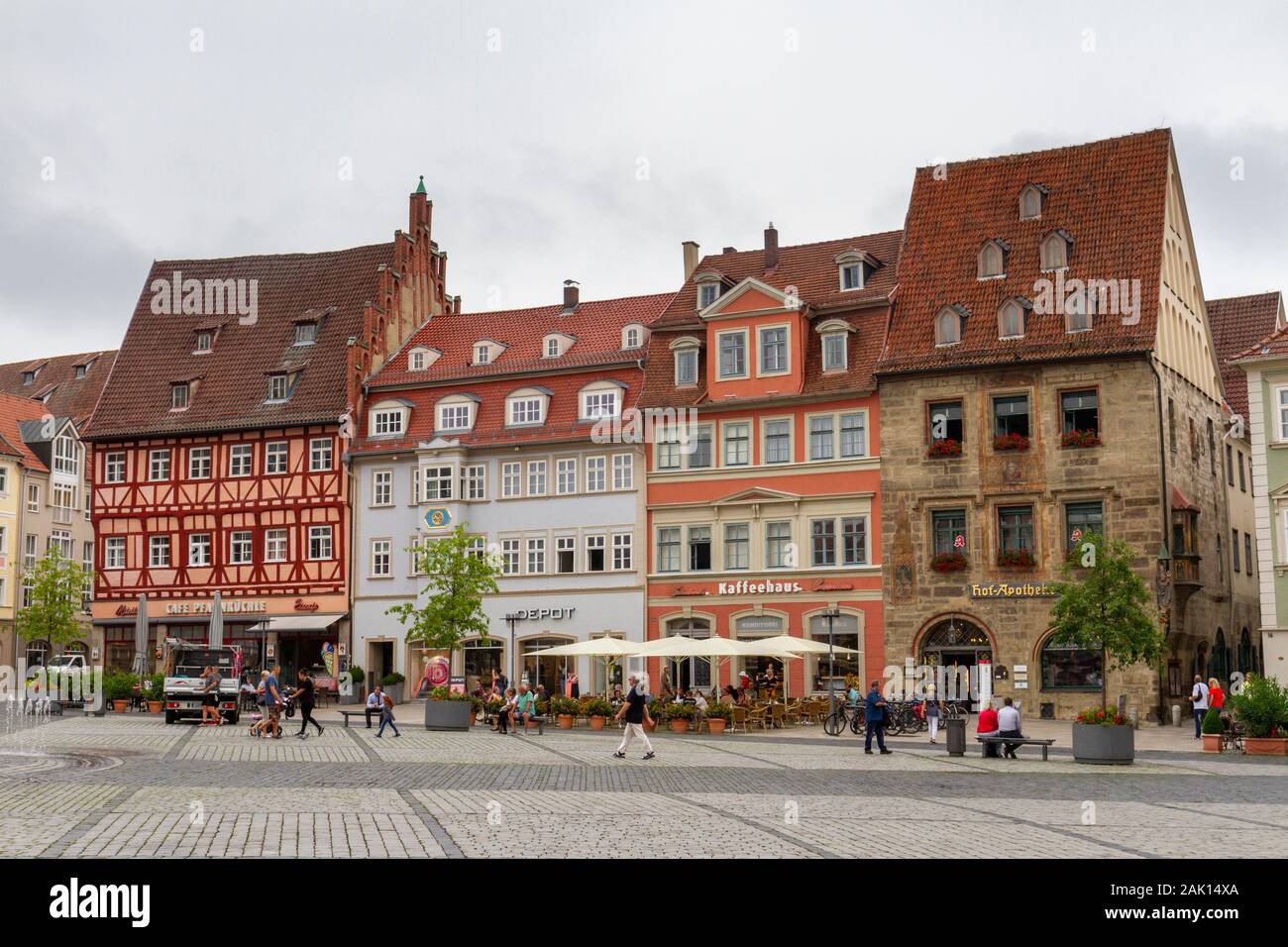 Architettura tipica di Marktplatz, (mercato), Coburg, Baviera, Germania. Foto Stock