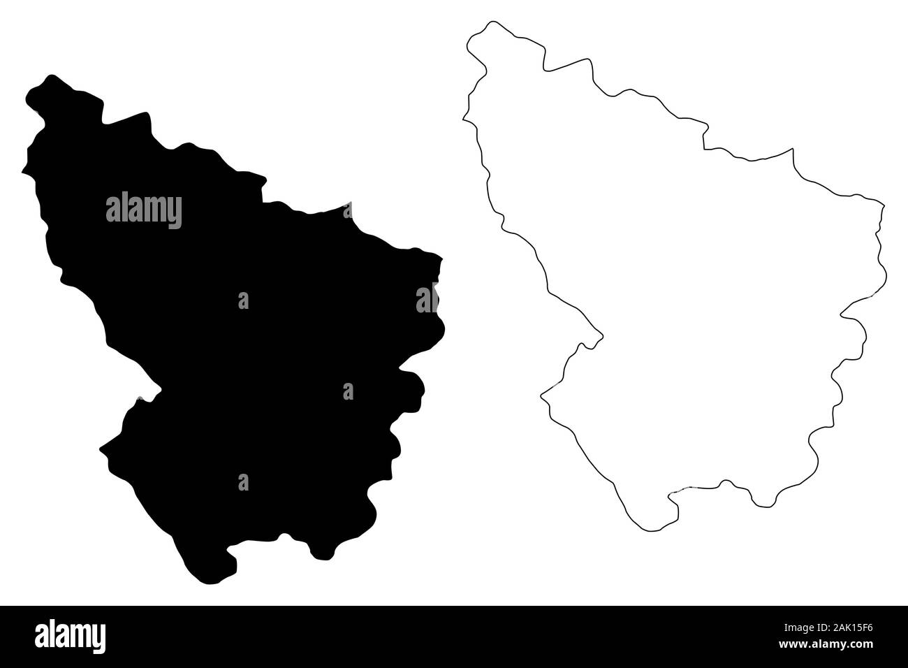 Sumadija distretto (Repubblica di Serbia, Distretti di Sumadija e Western Serbia) mappa illustrazione vettoriale, scribble schizzo Sumadija mappa Illustrazione Vettoriale