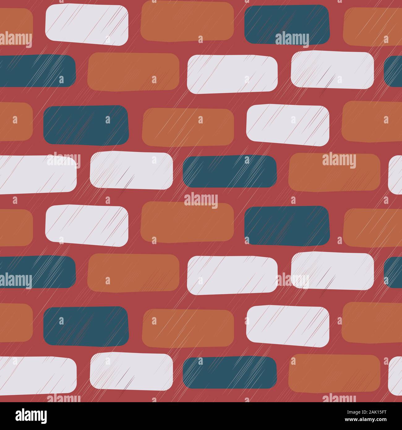 Graffiato muro di mattoni seamless modello di vettore di sfondo. Illustrazione Vettoriale