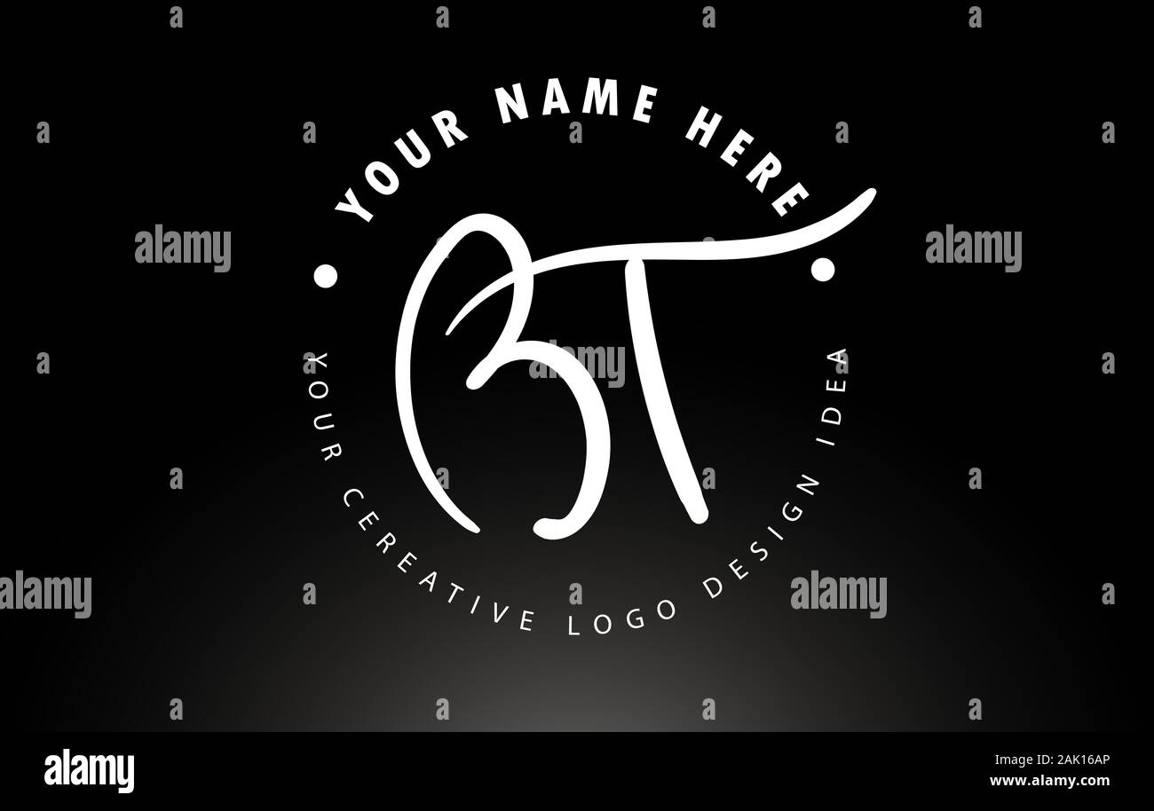 BT lettere scritte a mano Logo Design con lettera circolare Pattern. Creative firma manoscritta icona Logo illustrazione vettoriale. Illustrazione Vettoriale