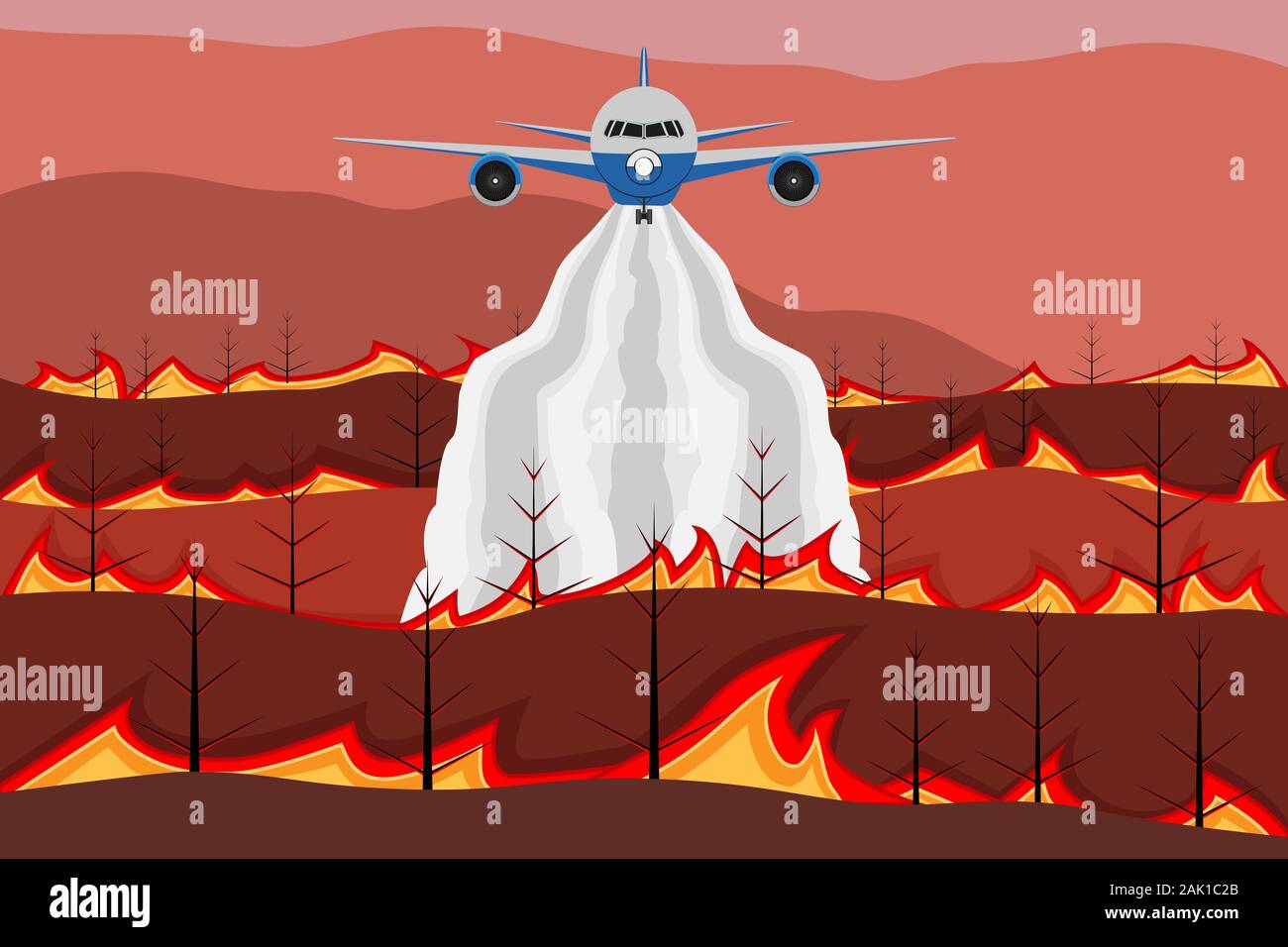 Wildfire e foresta di fumo Illustrazione Vettoriale
