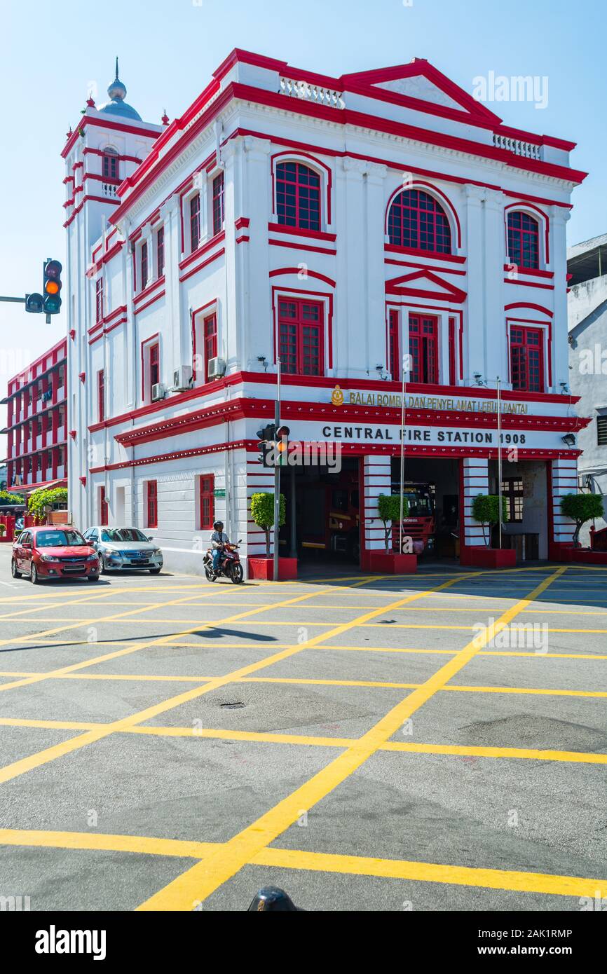 Stazione di fuoco centrale edificio in Penang Malaysia Foto Stock