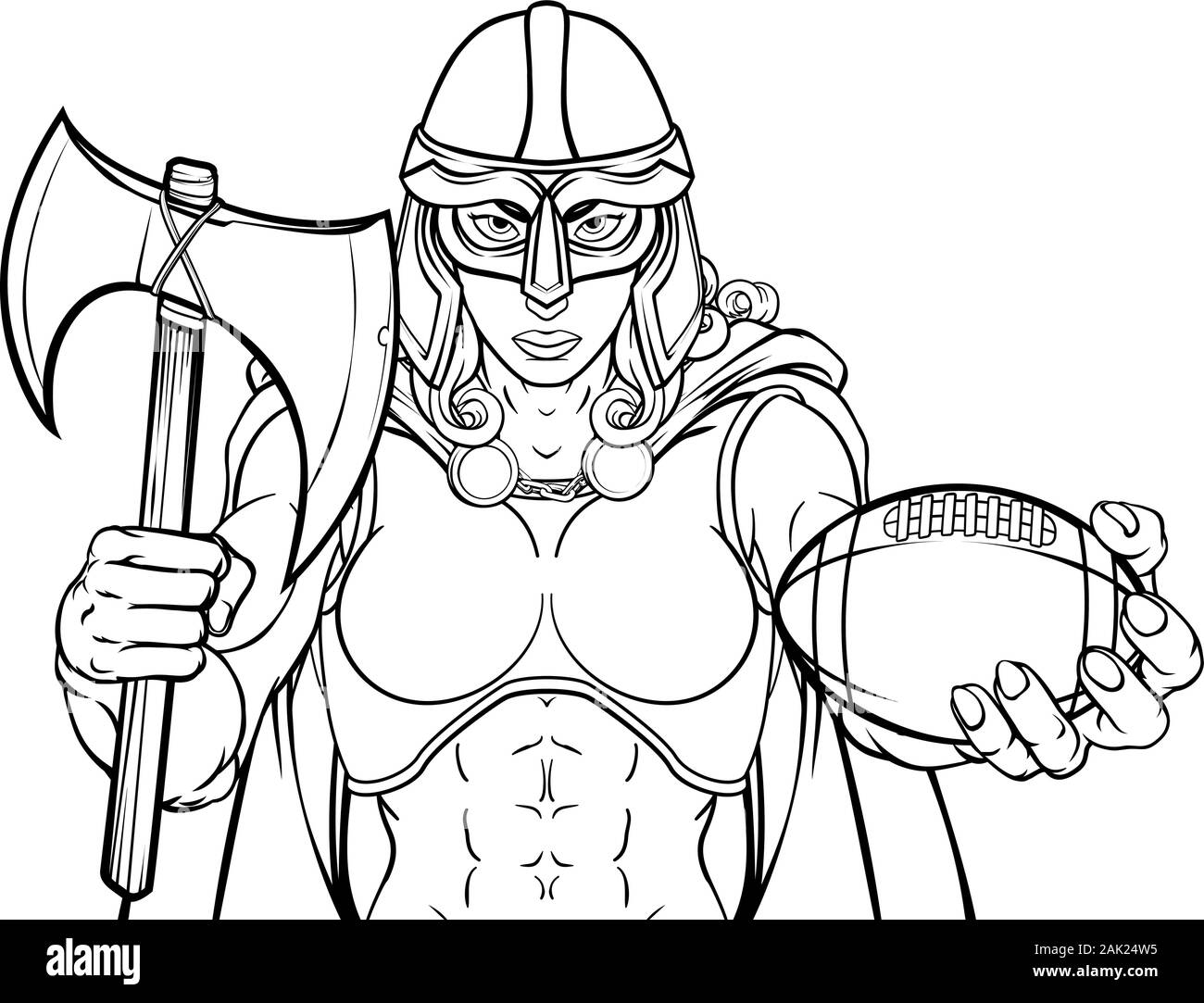 Viking Trojan Celtic cavaliere guerriero di calcio donna Illustrazione Vettoriale