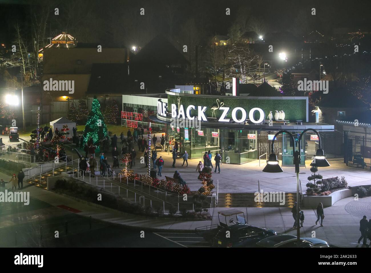 Di West Orange, nel New Jersey 28 Dicembre 2019:Prendere un inverno passeggiate attraverso la contea di Essex Turtle Back Zoo questa stagione di festa sotto le luci scintillanti Foto Stock