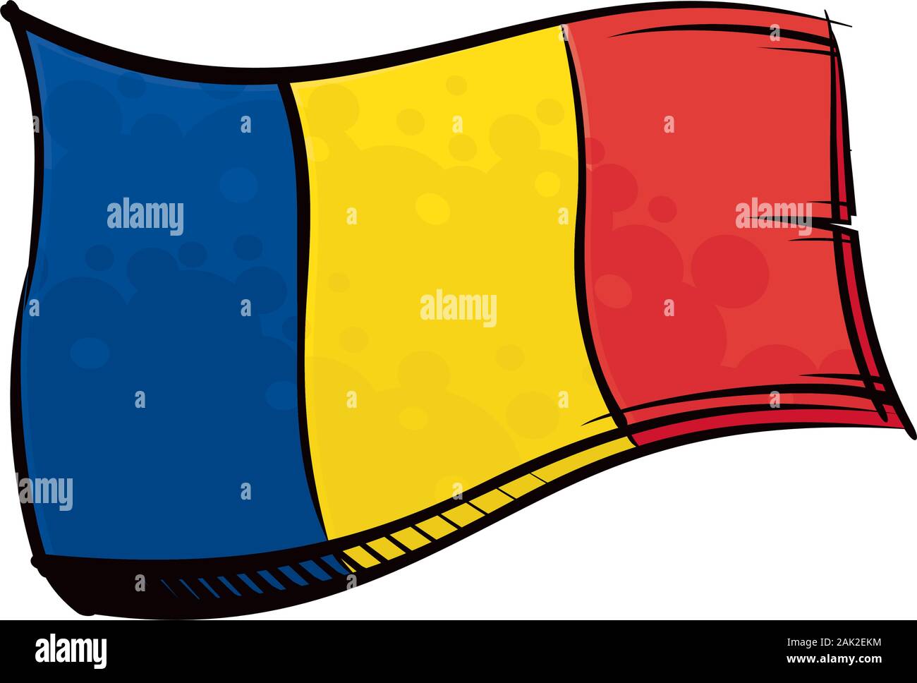 Dipinto di bandiera della Romania sventolare nel vento Illustrazione Vettoriale