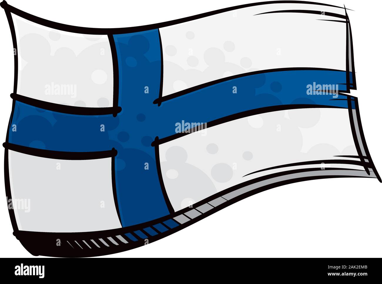 Dipinto di bandiera della Finlandia sventolare nel vento Illustrazione Vettoriale