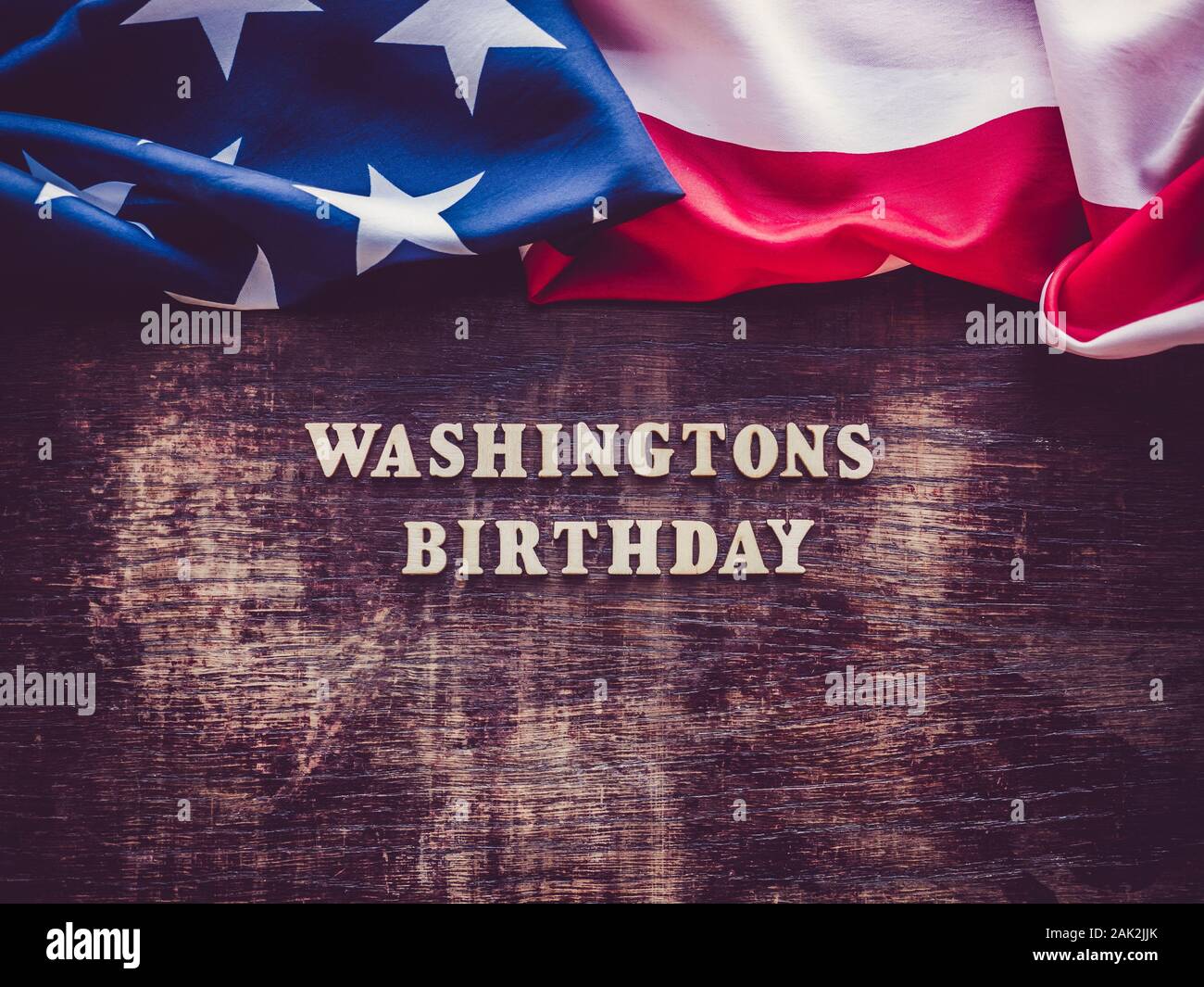 Compleanno di Washington. Bel biglietto d'auguri, vista dall'alto Foto Stock