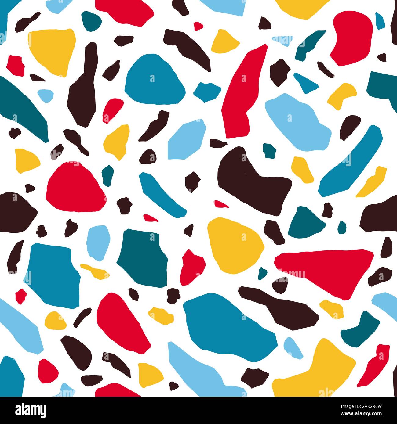 Terrazzo pietre montley seamless pattern con rocce colorate frazioni illustrazione vettoriale. Lo stile naturale minerale testurizzato bacdrop composizione. Natural Illustrazione Vettoriale