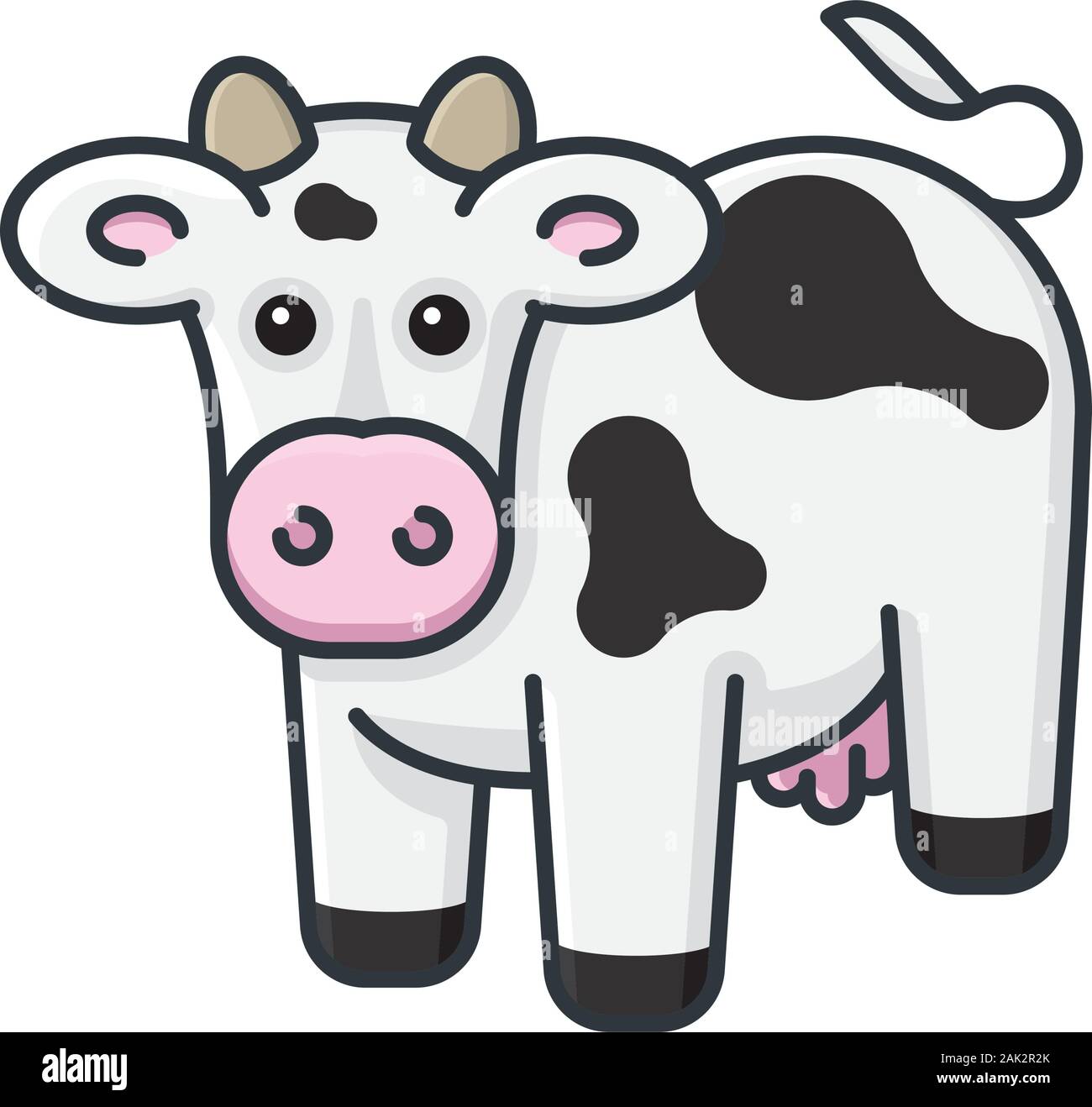 Carino vacca Holstein illustrazione. Bovini, latteria e agricoltura isolato colore simbolo del vettore. Illustrazione Vettoriale