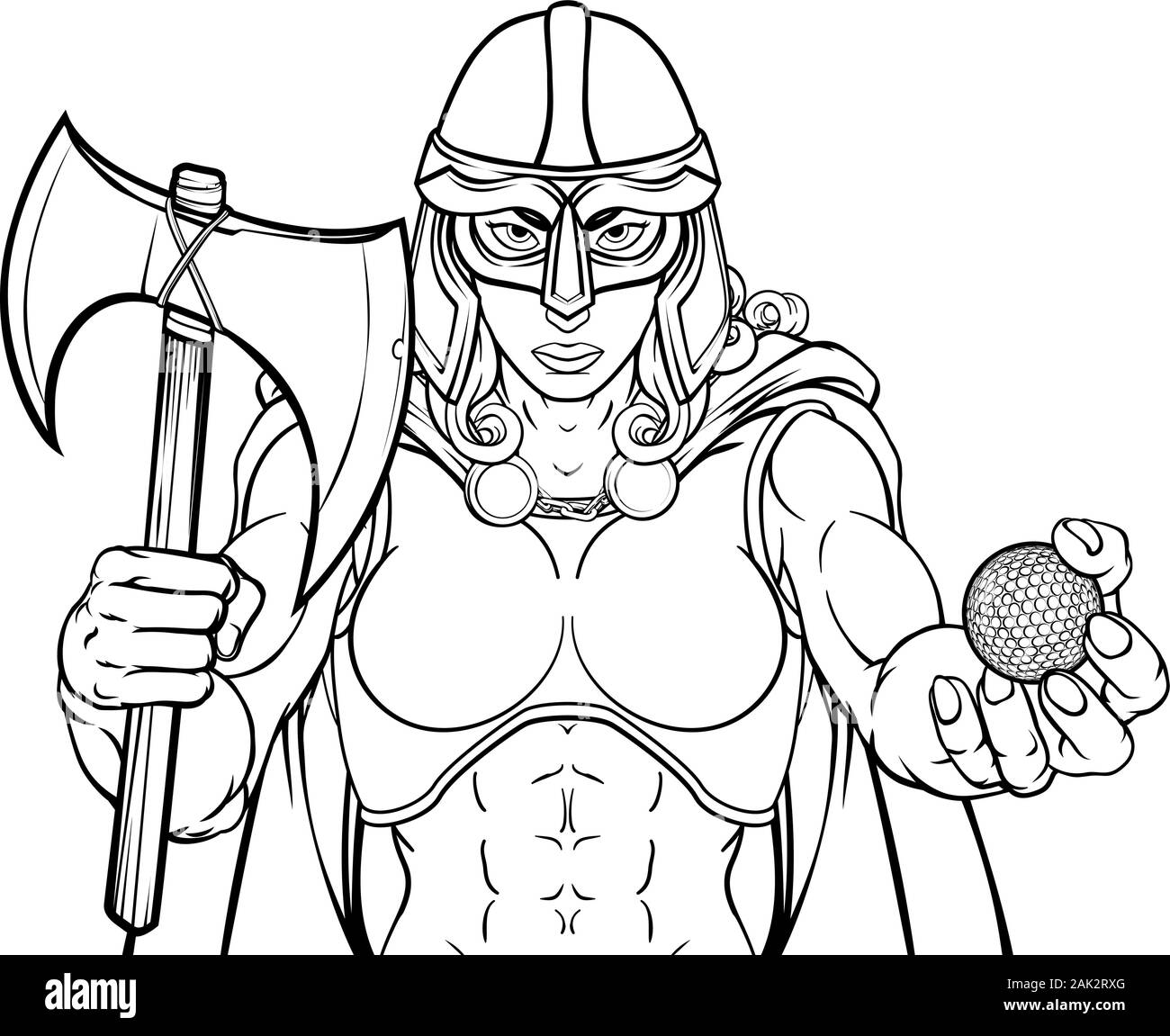 Viking Trojan Celtic cavaliere guerriero Golf Donna Illustrazione Vettoriale