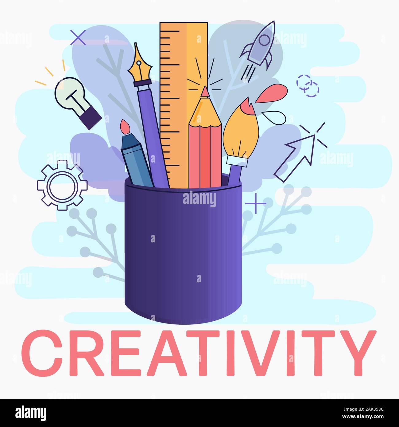 Modello con elementi semplici moderno stile lineare per illustrare la creatività, creazione di arte o di design. Appartamento minimalista illustrazione vettoriale Illustrazione Vettoriale