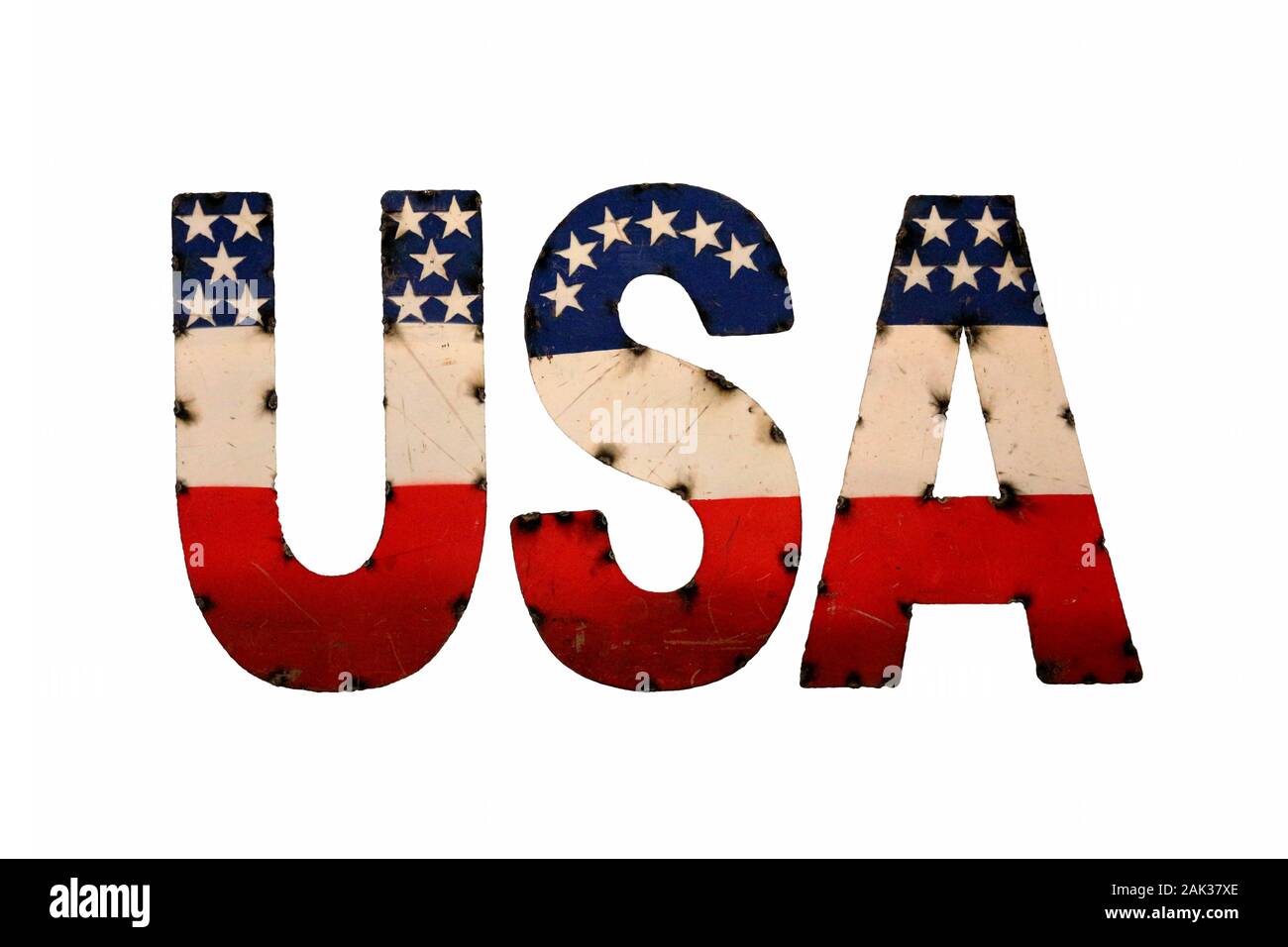 "U.S.UN' figurina logo con bandiera americana dipinta Foto Stock