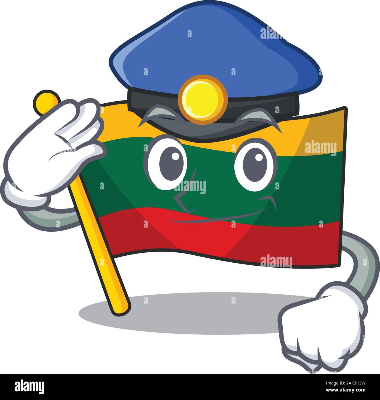 Bandiera della Lituania mascotte cartoon eseguito come un funzionario di polizia Illustrazione Vettoriale