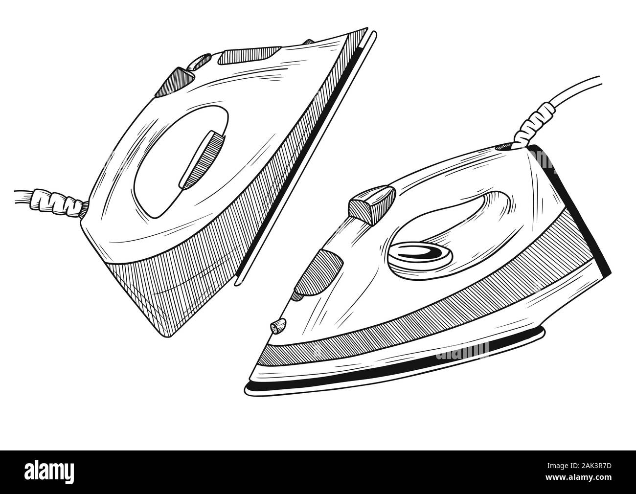 Disegna il ferro su uno sfondo bianco. Illustrazione Vettoriale nel disegno stile. Illustrazione Vettoriale