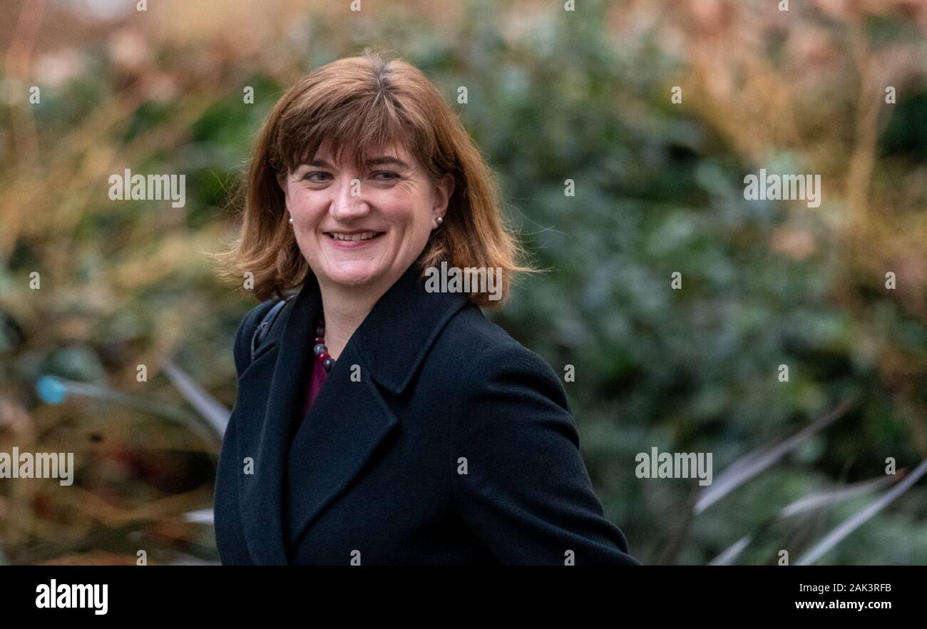 Londra Regno Unito il 7 gennaio 2020, Nicky Morgan Cultura Segretario arriva in una riunione del gabinetto a 10 Downing Street, Londra Credit Ian Davidson/Alamy Live News Foto Stock