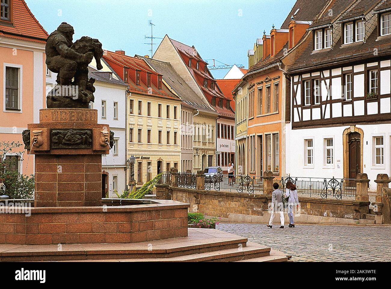 Questa foto mostra la fontana Ringelnatz sulla piazza del mercato di Wurzen, Germania. Non datata (foto) | utilizzo in tutto il mondo Foto Stock