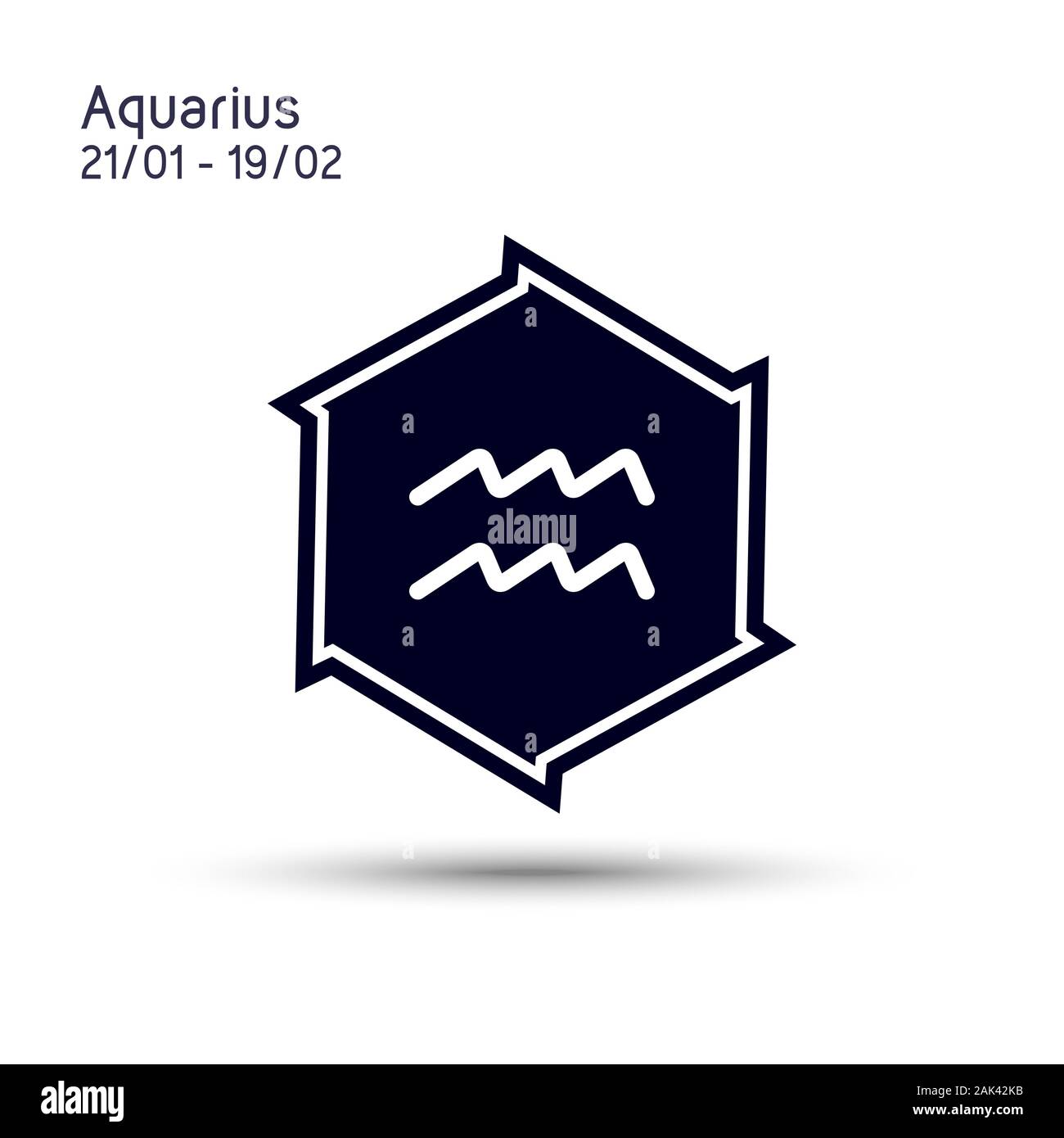 Immagine astratta del simbolo dello zodiaco Aquarius in una stella a sei punte per il concetto di mobile e web design. Punta stella smussato. Simbolo di astrologia il vettore Illustrazione Vettoriale