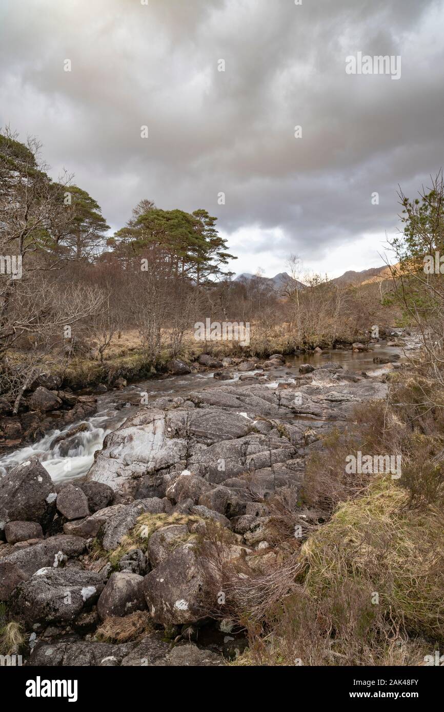 Strontian River a Ariundle Riserva Naturale Nazionale in Scozia. Foto Stock