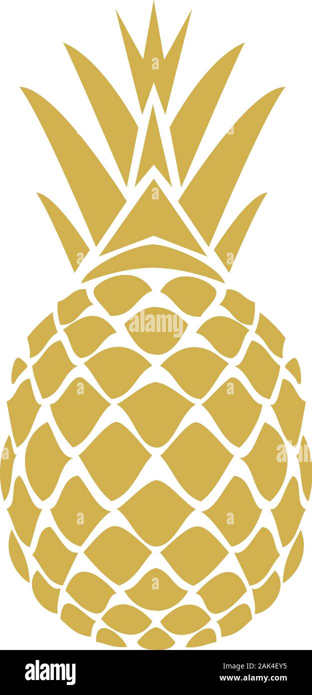 Illustrazione vettoriale di una golden ananas isolati su sfondo bianco. Illustrazione Vettoriale