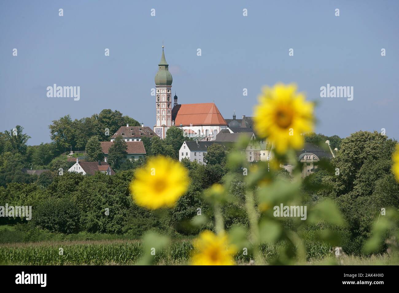 Blick auf das Kloster Andechs, Oberbayern | Utilizzo di tutto il mondo Foto Stock